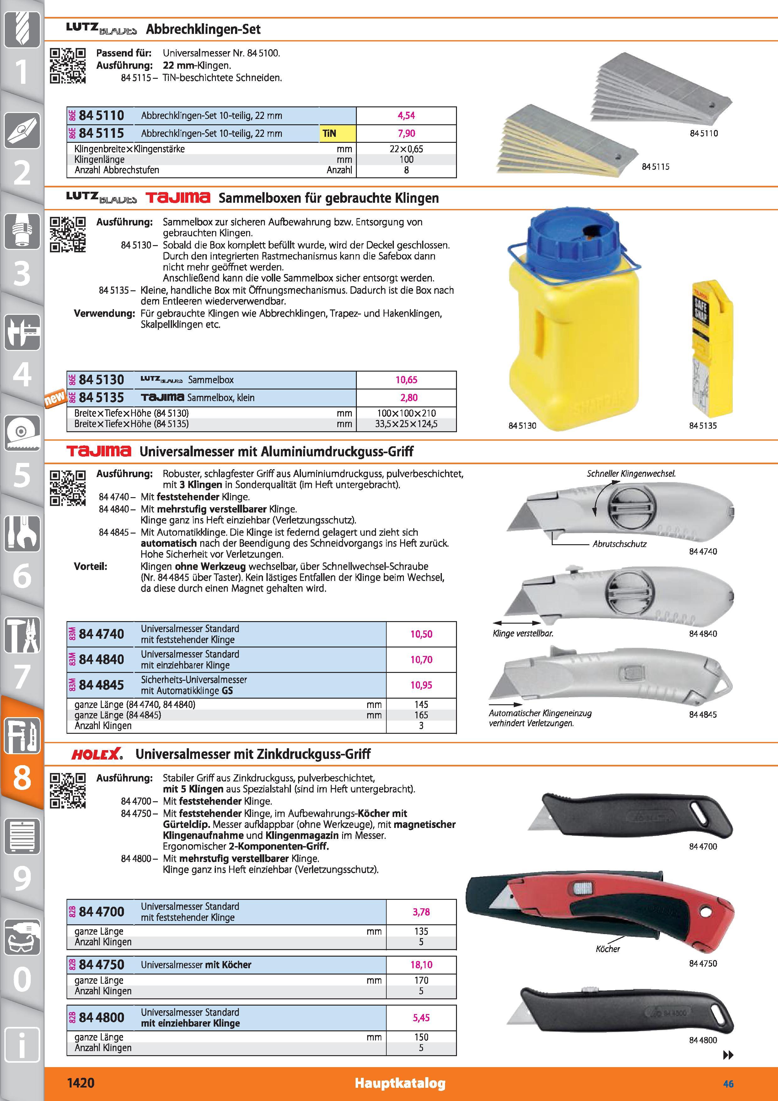 1420 m 1 LUTZ BLAUES Abbrechklingen-Set H'vfhH Passend für Universalmesser Nr 845100 Ausführung 22 mm-Klingen 845115- TiN-beschichteteSchneiden L Каталог HOFFMANN GROUP 2015 Инструмент режущий слесарный измерительный абразивный Оборудование Комплексные поставки для промышленных предприятий DEU Стр. 1420