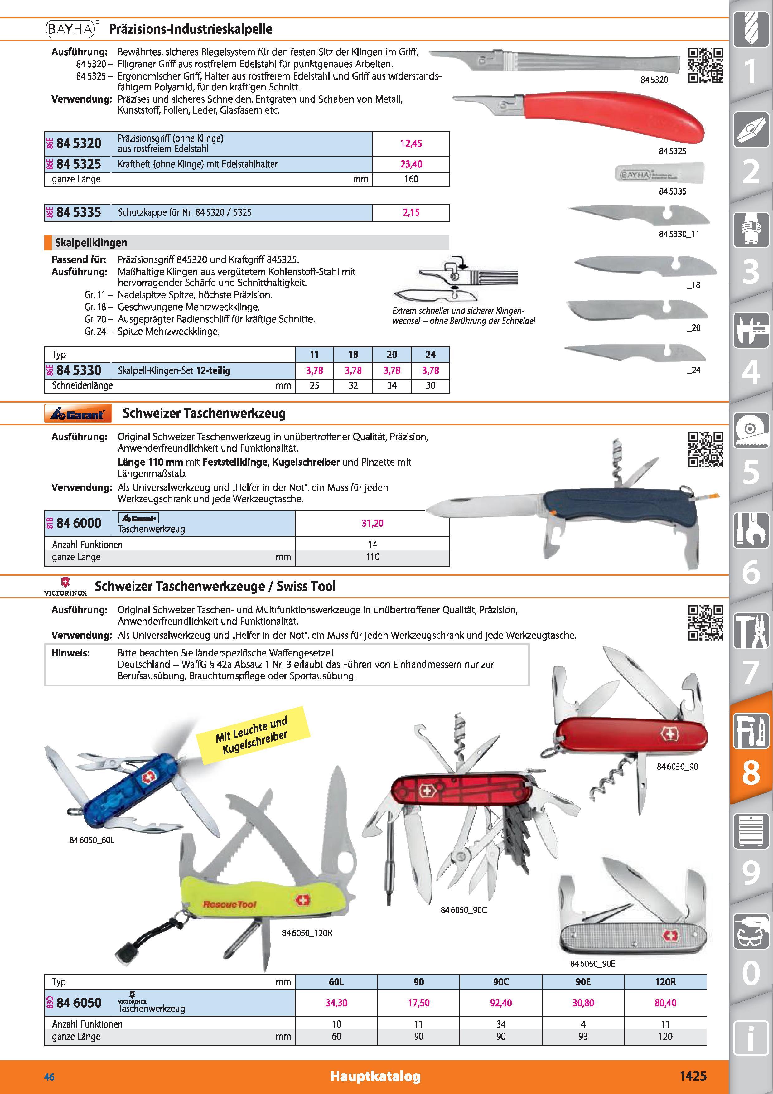 1425 (BAYHA) Präzisions-Industrieskalpelle Ausführung Bewährtes, sicheres Riegelsystem für den festen Sitz der Klingen im Griff 845320- Filigrane Каталог HOFFMANN GROUP 2015 Инструмент режущий слесарный измерительный абразивный Оборудование Комплексные поставки для промышленных предприятий DEU Стр. 1425