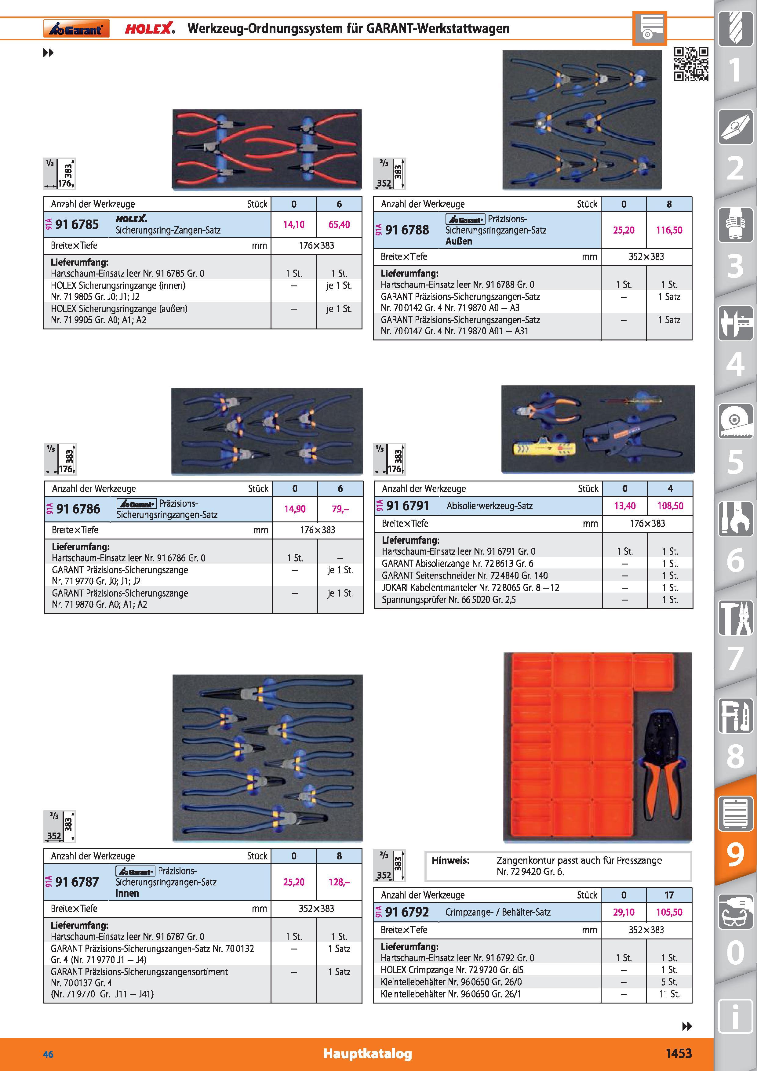 1453 Garant HOLElC, Werkzeug-Ordnungssystem für 'h , m co m 17ö Anzahl der Werkzeuge Stück 0 6 < gi 701 HOLcX Sicherungsring-Zangen-Satz 14,10 65 Каталог HOFFMANN GROUP 2015 Инструмент режущий слесарный измерительный абразивный Оборудование Комплексные поставки для промышленных предприятий DEU Стр. 1453