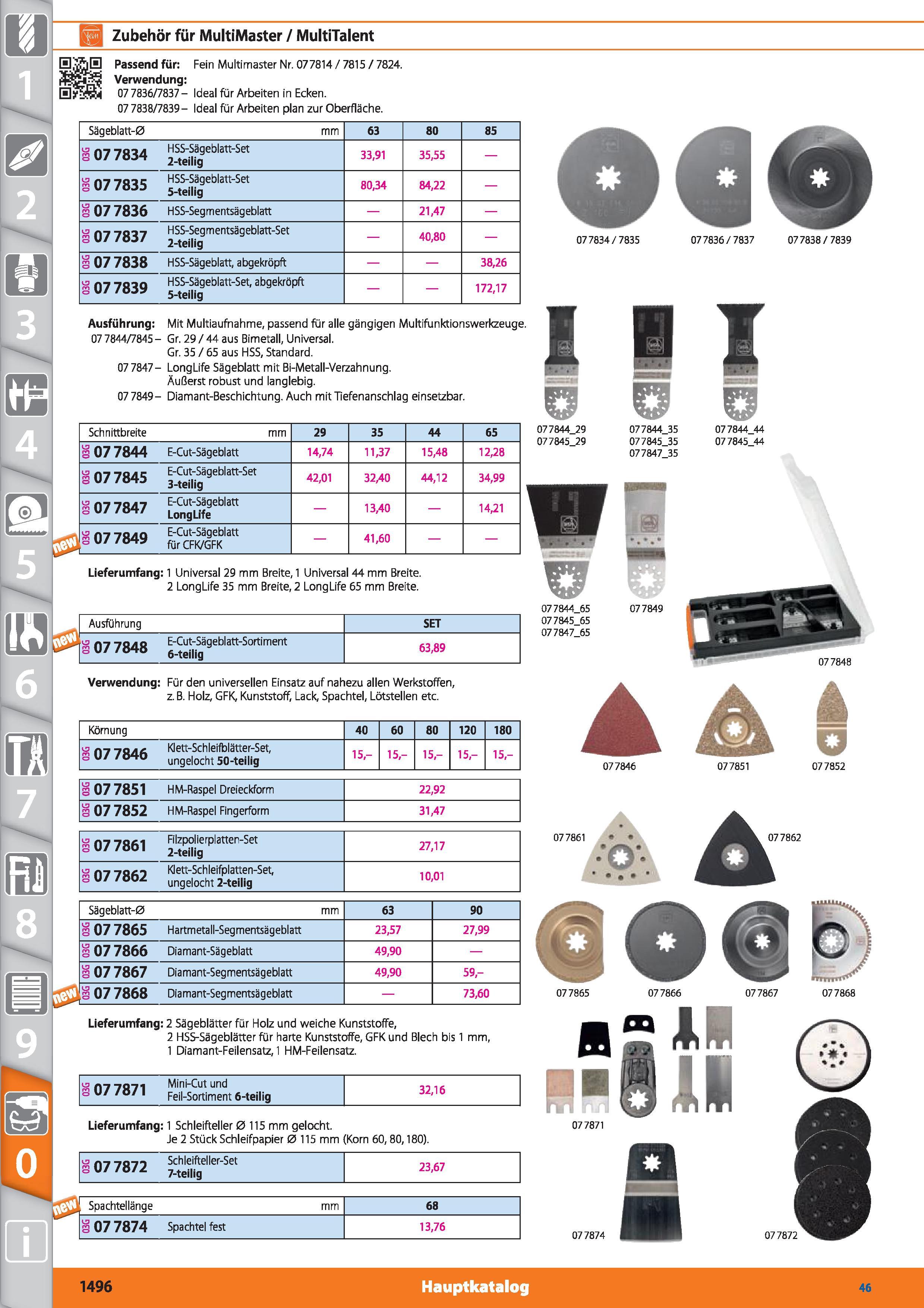 1496 Zubehör für MultiMaster / MultiTalent H jfjjE Passend für Fein Multimaster Nr 077814 / 7815 / 7824 Verwendung 07 7836/7837 - Ideal für Arbei Каталог HOFFMANN GROUP 2015 Инструмент режущий слесарный измерительный абразивный Оборудование Комплексные поставки для промышленных предприятий DEU Стр. 1496