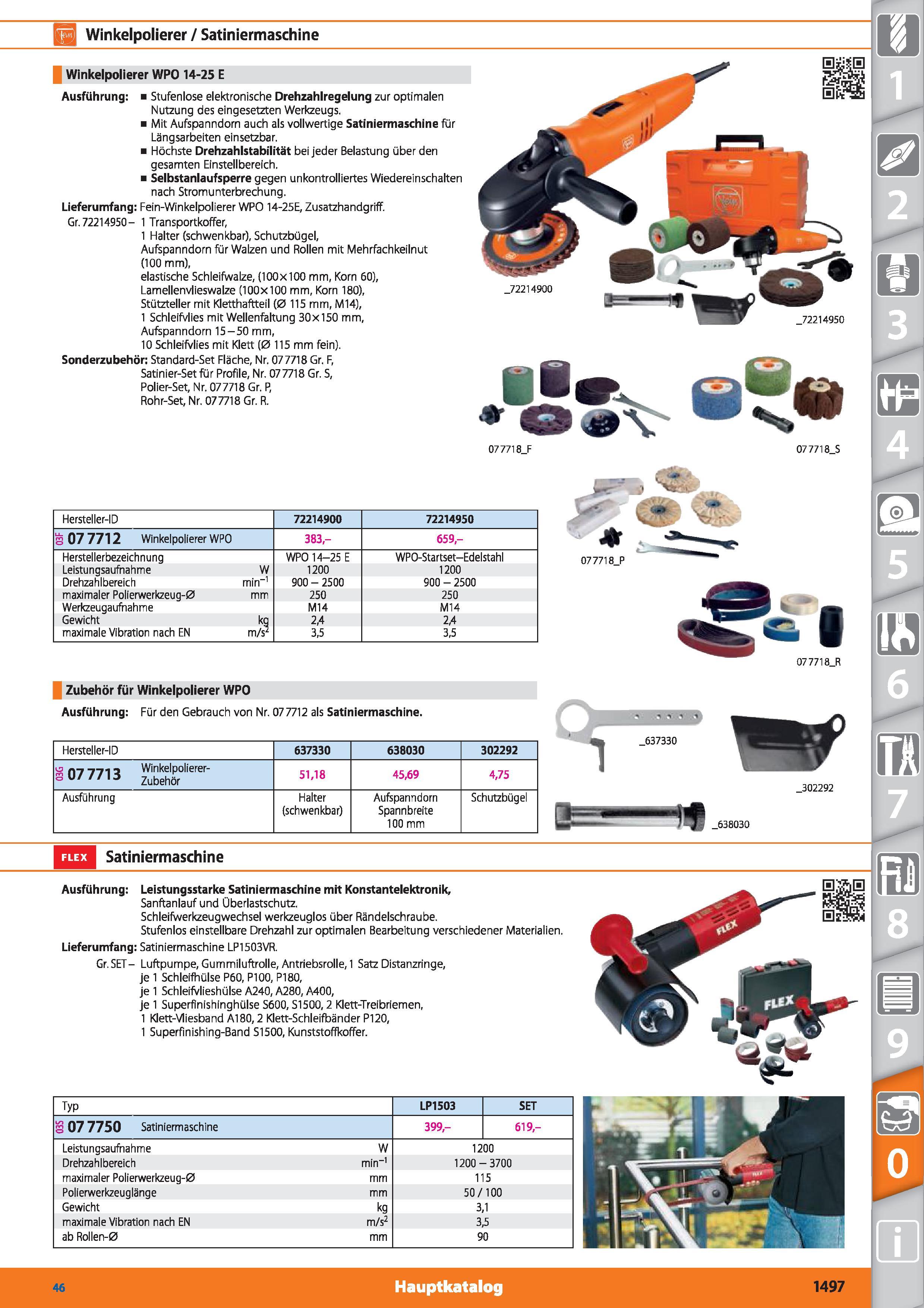 1497 Winkelpolierer / Satiniermaschine 1 Winkelpolierer WPO 14-25 E Ausführung Stufenlose elektronische Drehzahlregelung zur optimalen Nutzung de Каталог HOFFMANN GROUP 2015 Инструмент режущий слесарный измерительный абразивный Оборудование Комплексные поставки для промышленных предприятий DEU Стр. 1497