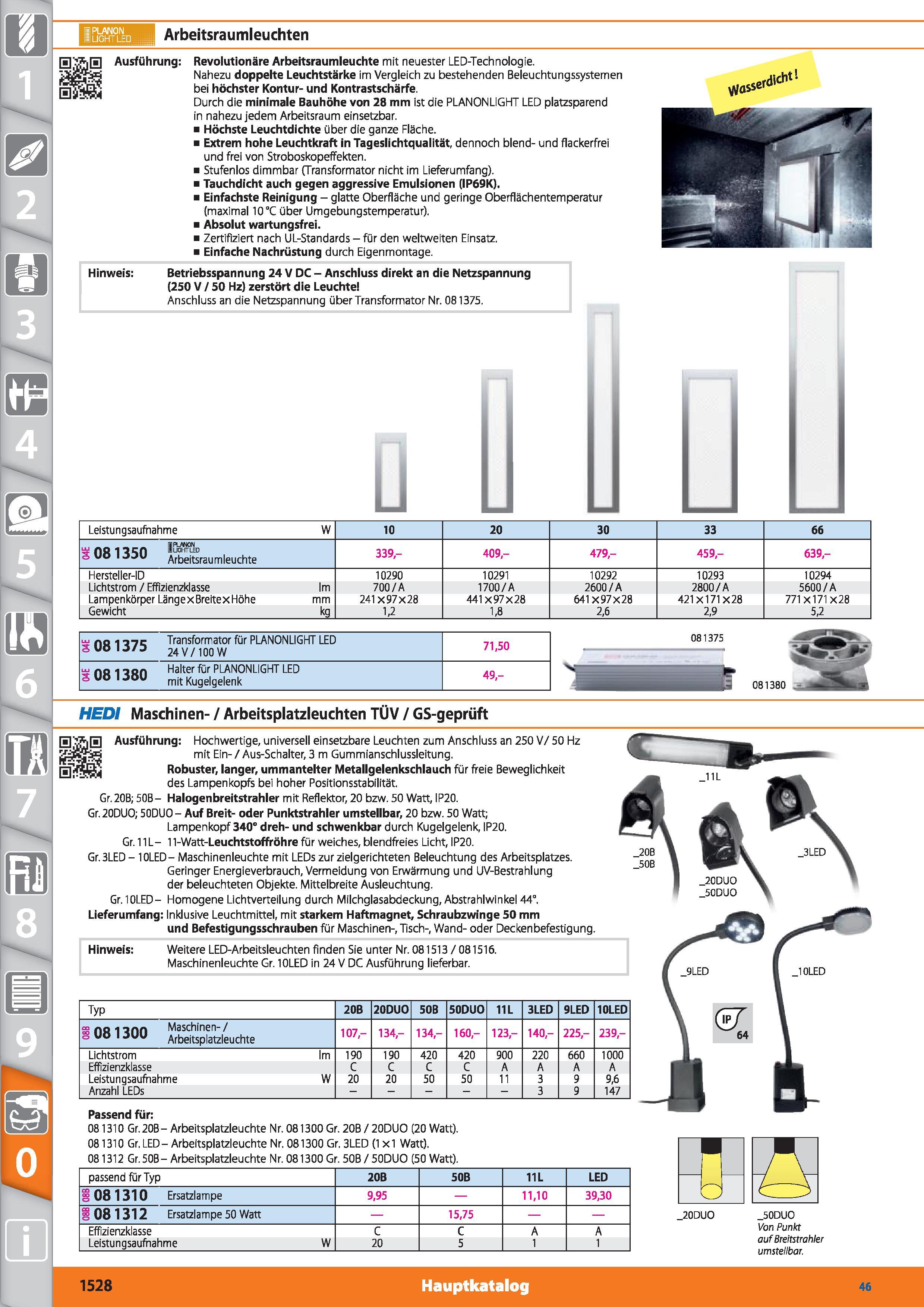 1528 m 1 Arbeitsraumleuchten Ausführung Revolutionäre Arbeitsraumleuchte mit neuester LED-Technologie Nahezu doppelte Leuchtstärke im Vergleich z Каталог HOFFMANN GROUP 2015 Инструмент режущий слесарный измерительный абразивный Оборудование Комплексные поставки для промышленных предприятий DEU Стр. 1528
