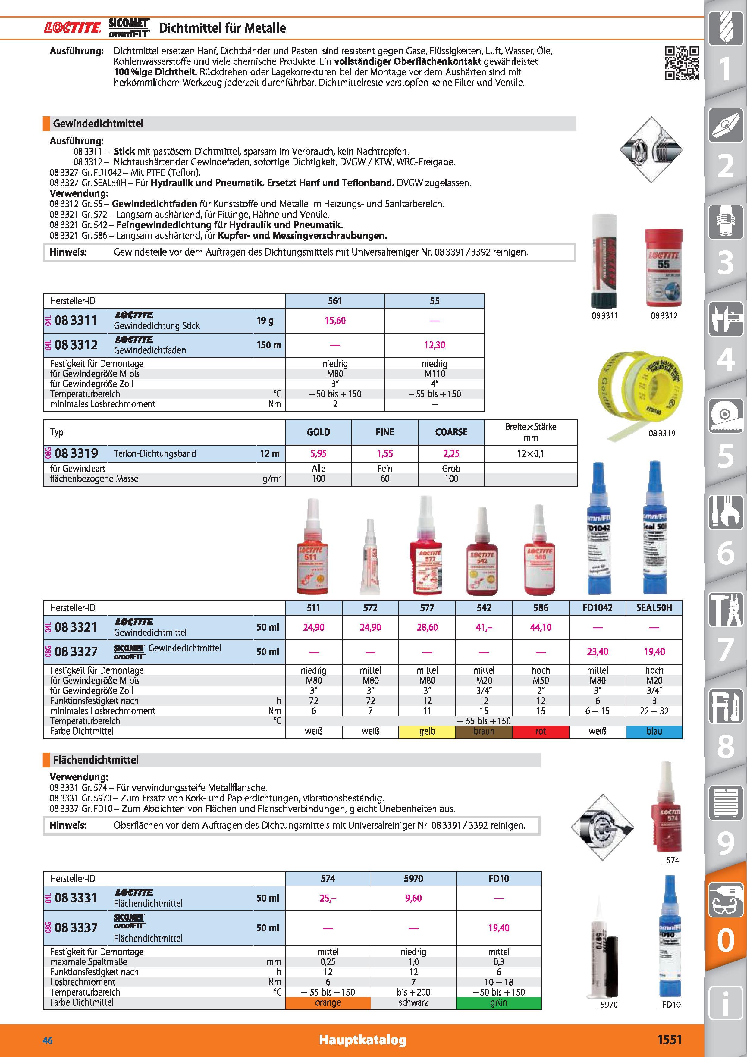 1551 amrm ÜSirrr Dichtmittel für Metalle Ausführung Dichtmittel ersetzen Hanf, Dichtbänder und Pasten, sind resistent gegen Gase, Flüssigkeiten, Каталог HOFFMANN GROUP 2015 Инструмент режущий слесарный измерительный абразивный Оборудование Комплексные поставки для промышленных предприятий DEU Стр. 1551