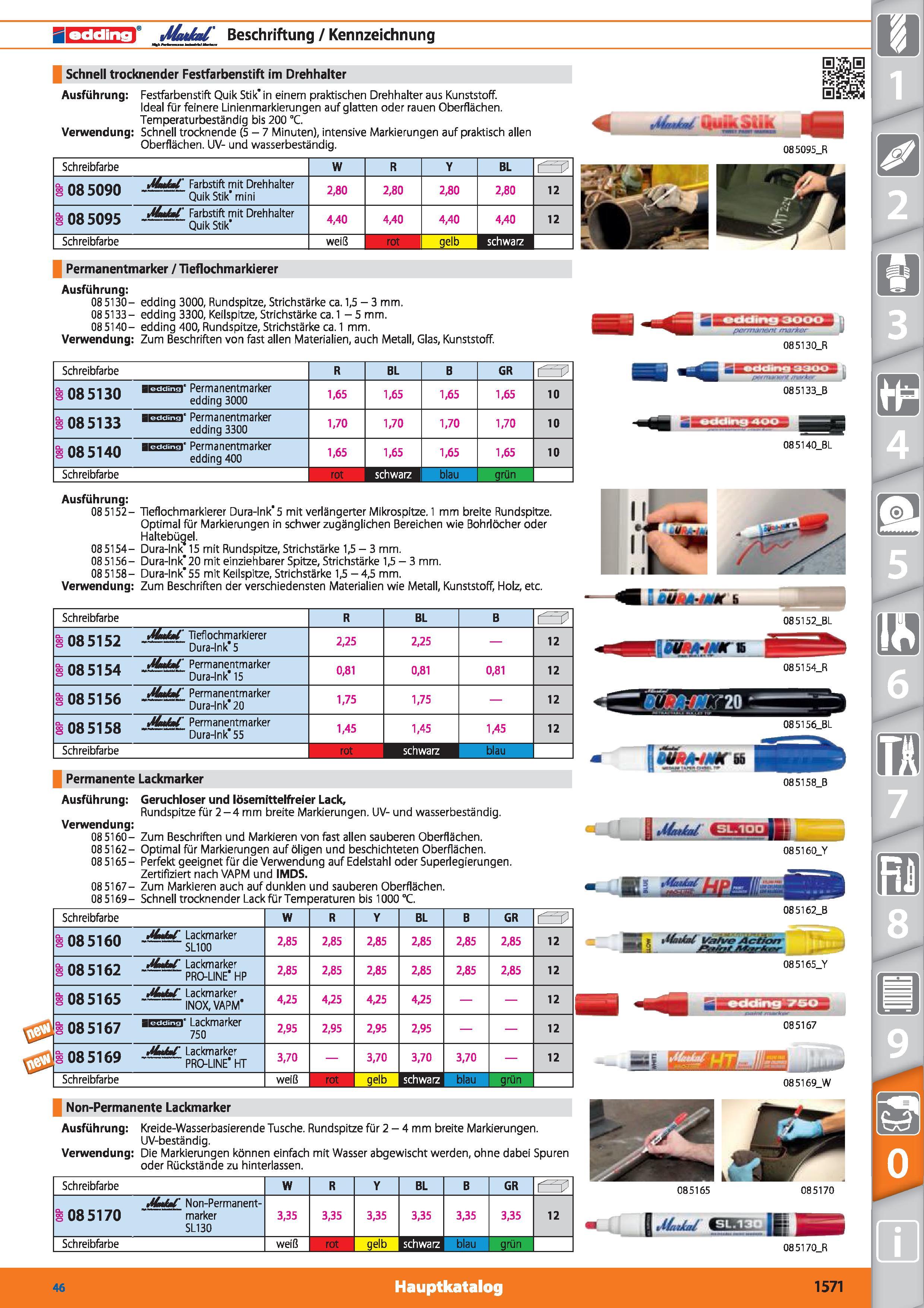 1571 dding Modal' Beschriftung / Kennzeichnung Schnell trocknender Festfarbenstift im Drehhalter Ausführung Festfarbenstift Quik Stik in einem pr Каталог HOFFMANN GROUP 2015 Инструмент режущий слесарный измерительный абразивный Оборудование Комплексные поставки для промышленных предприятий DEU Стр. 1571