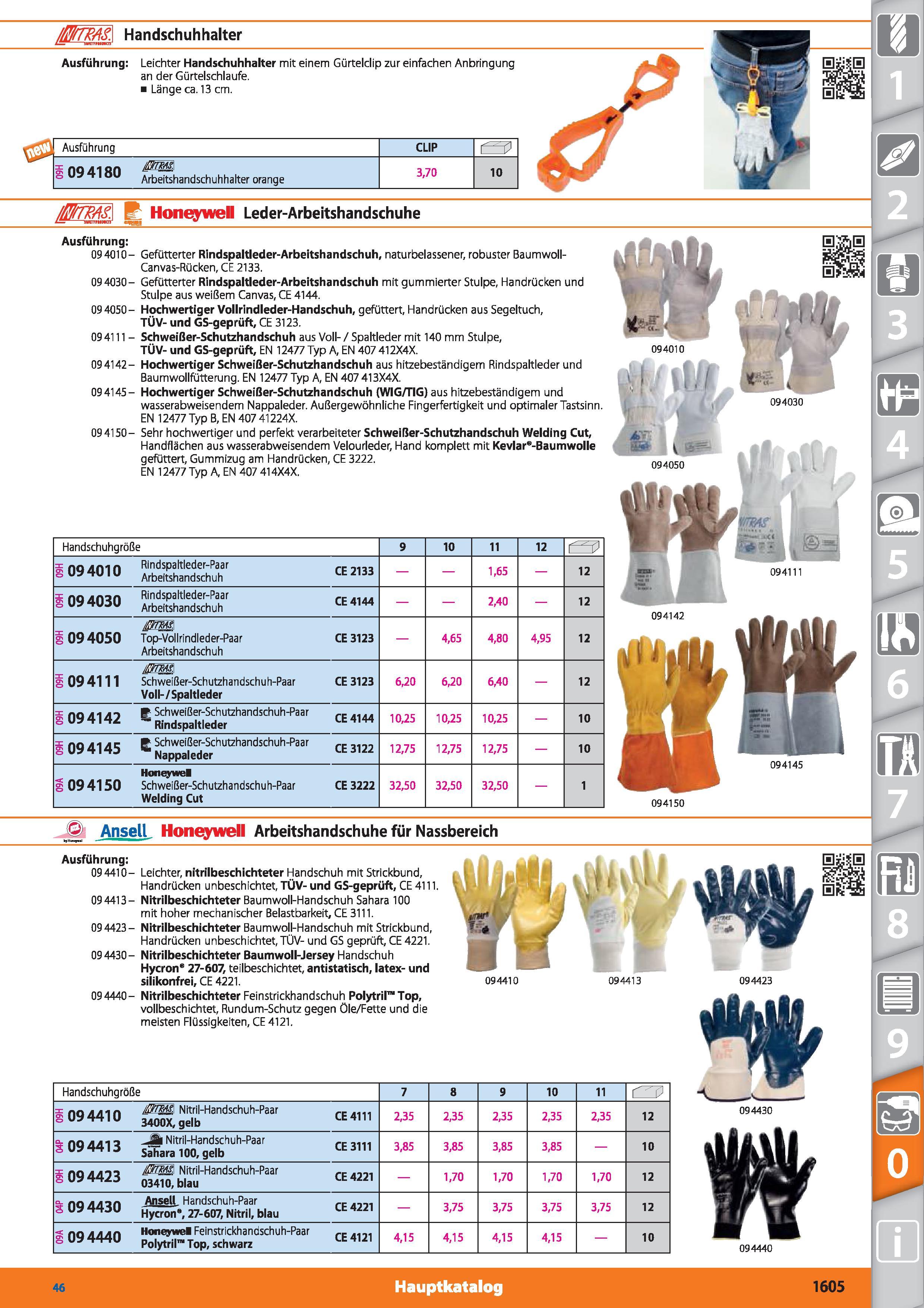 1605 Handschuhhalter Ausführung Leichter Handschuhhalter mit einem Gürtelclip zur einfachen Anbringung an der Gürtelschlaufe Länge ca 13 cm Ausfü Каталог HOFFMANN GROUP 2015 Инструмент режущий слесарный измерительный абразивный Оборудование Комплексные поставки для промышленных предприятий DEU Стр. 1605