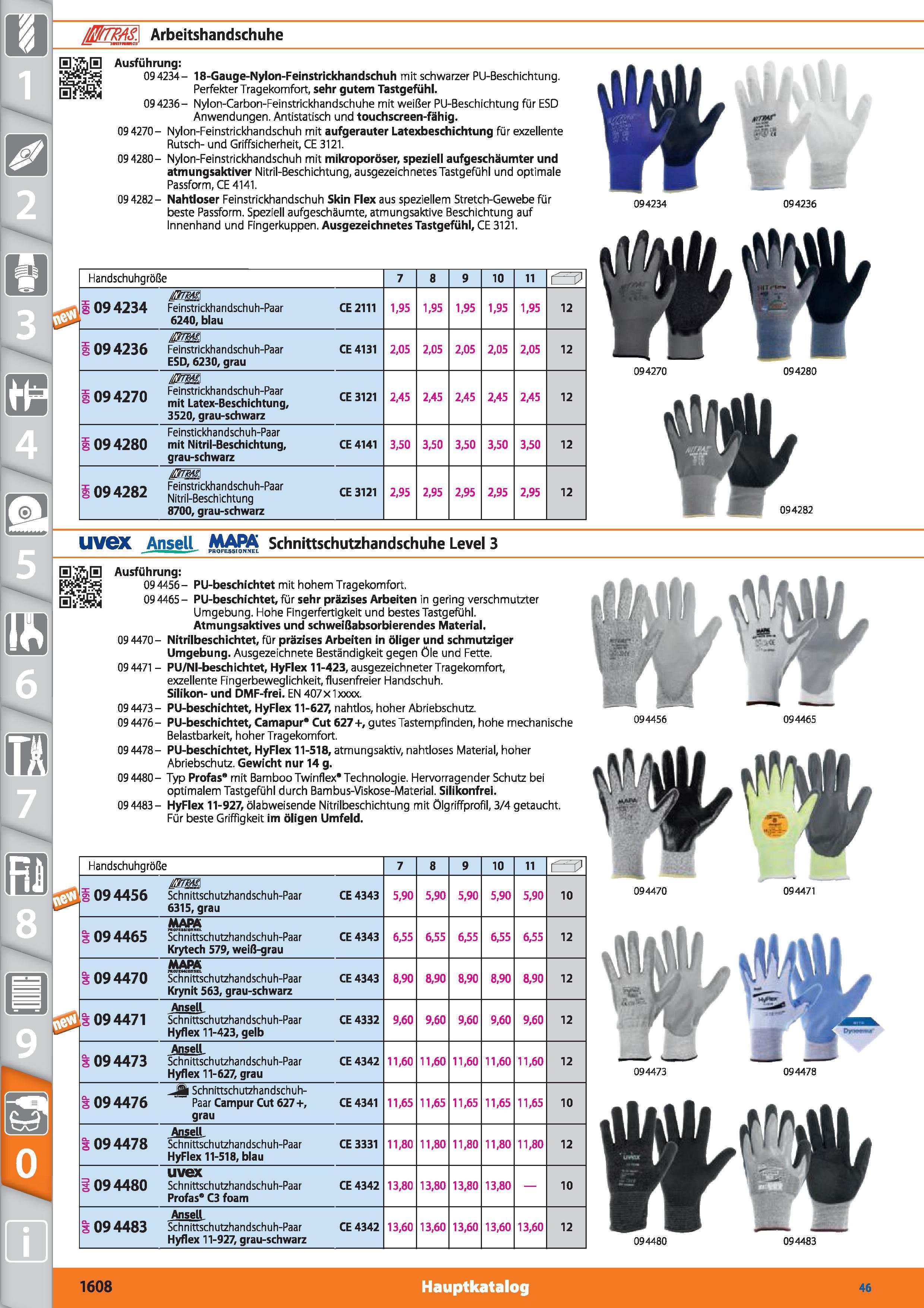 1608 ßrTRAS\ Arbeitshandschuhe S'v5jS Ausführung 094234- 18-Gauge-Nylon-Feinstrickhandschuh mit schwarzer PU-Beschichtung Perfekter Tragekomfort, Каталог HOFFMANN GROUP 2015 Инструмент режущий слесарный измерительный абразивный Оборудование Комплексные поставки для промышленных предприятий DEU Стр. 1608
