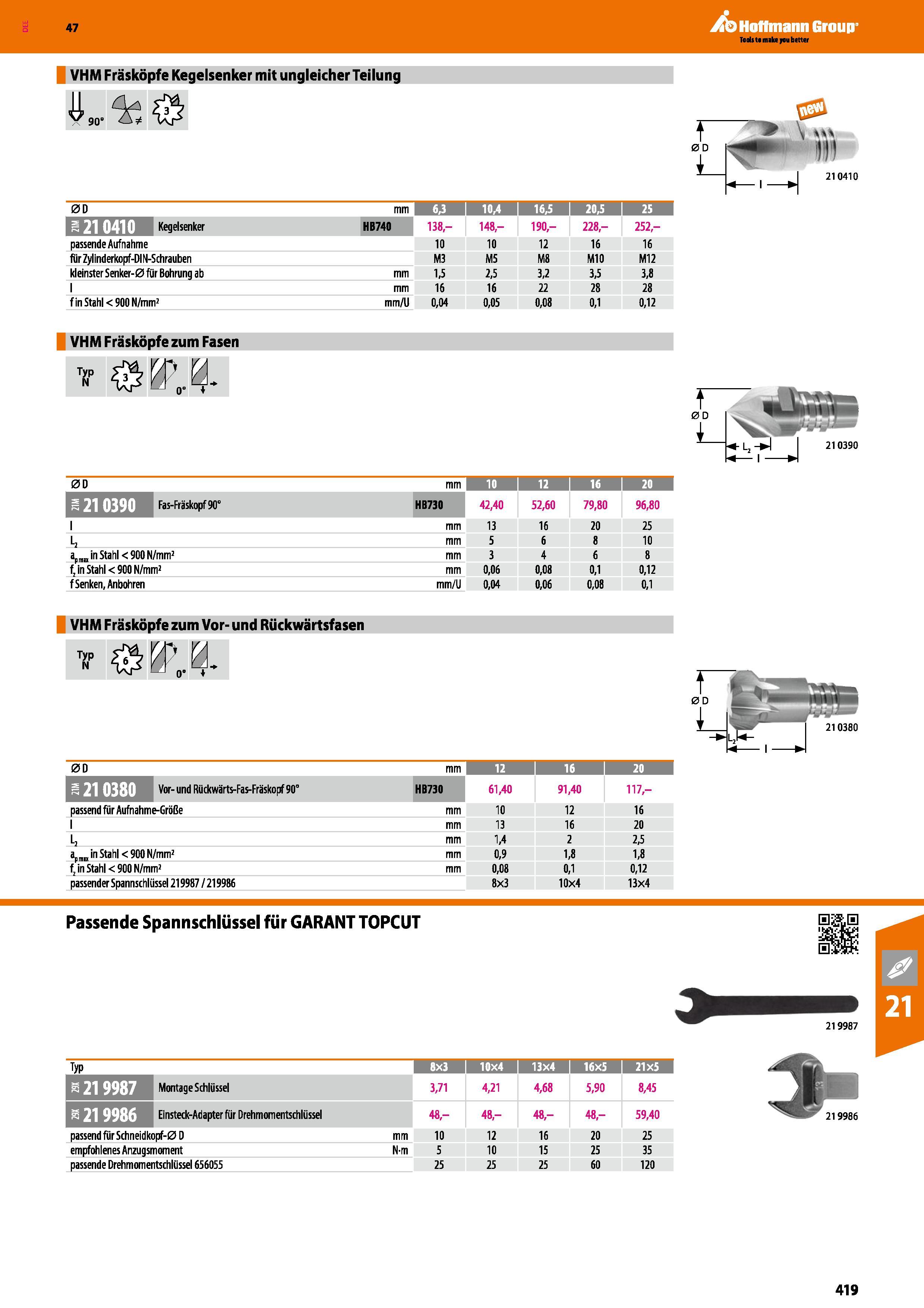 419 Katalog 47 Hoffmann Group VHM Fräsköpfe Kegelsenker mit ungleicher Teilung 0D mm 6,3 10/4 16,5 1 20,5 I 25 1 210410 BBS HB740 138,- 148,- 190,- 2 Каталог HOFFMANN GROUP 2016 Режущий инструмент и инструментальная оснастка для металлообрабатывающего промышленного оборудования 47 версия издания Стр. 419 DEU