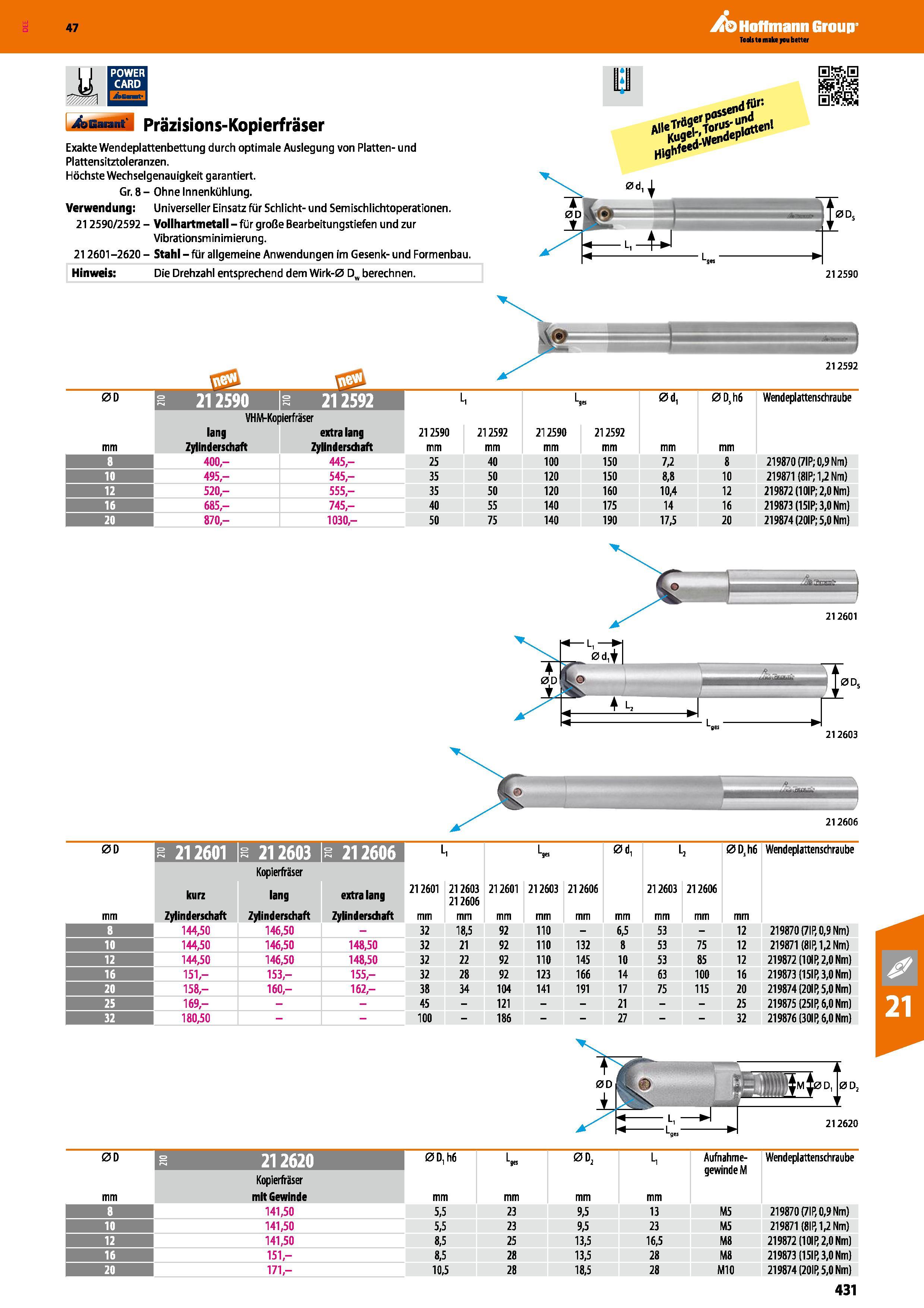 431 Präzisions-Kopierfräser 111 Exakte Wendeplattenbettung durch optimale Auslegung von Platten- und Plattensitztoleranzen Höchste Wechselgenauigkeit Каталог HOFFMANN GROUP 2016 Режущий инструмент и инструментальная оснастка для металлообрабатывающего промышленного оборудования 47 версия издания Стр. 431 DEU