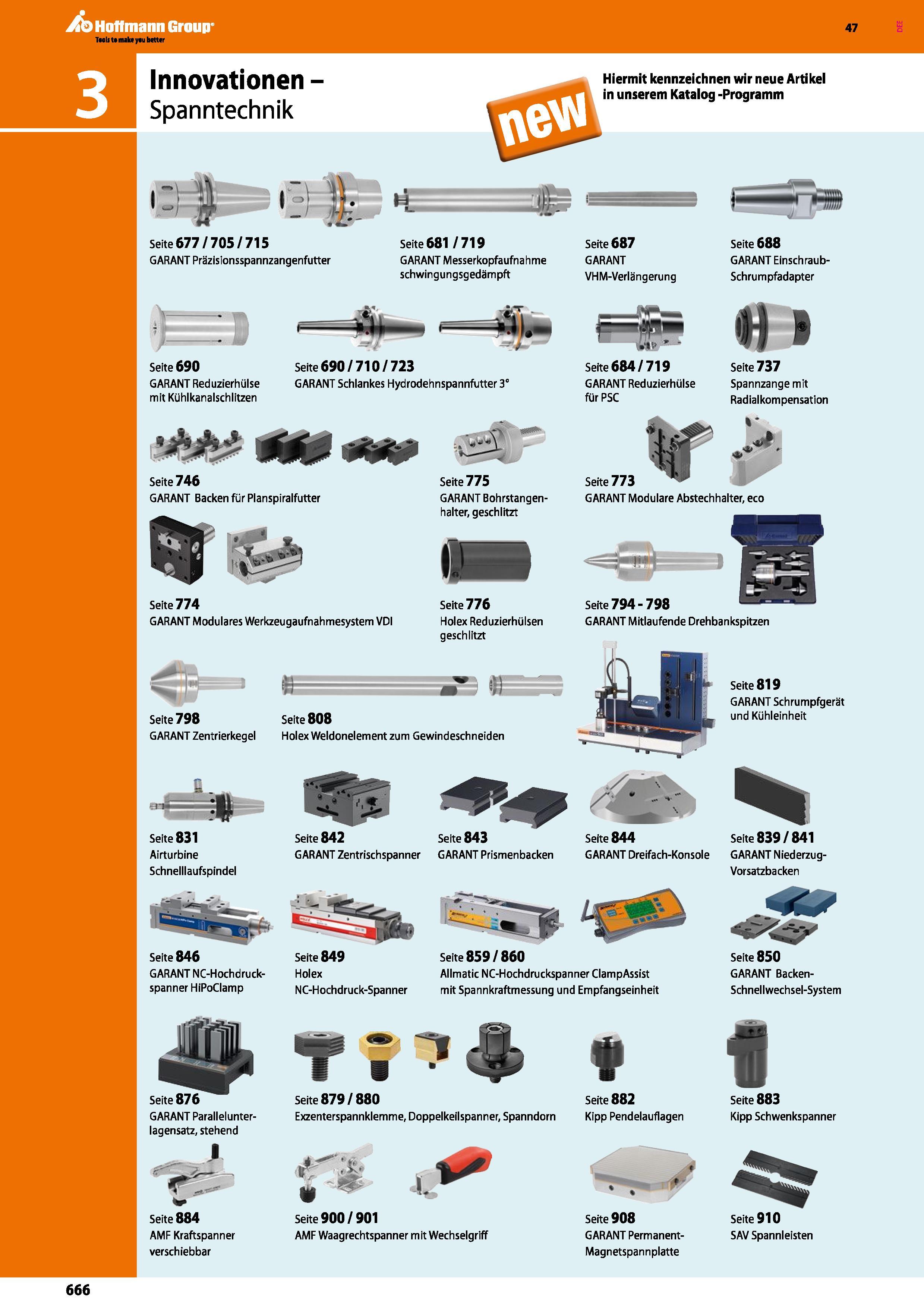 666 Innovationen Spanntechnik Hiermit kennzeichnen wir neue Artikel in unserem Katalog -Programm Seite 677/705/715 GARANT Präzisionsspannzangenfutter Каталог HOFFMANN GROUP 2016 Режущий инструмент и инструментальная оснастка для металлообрабатывающего промышленного оборудования 47 версия издания Стр. 666 DEU