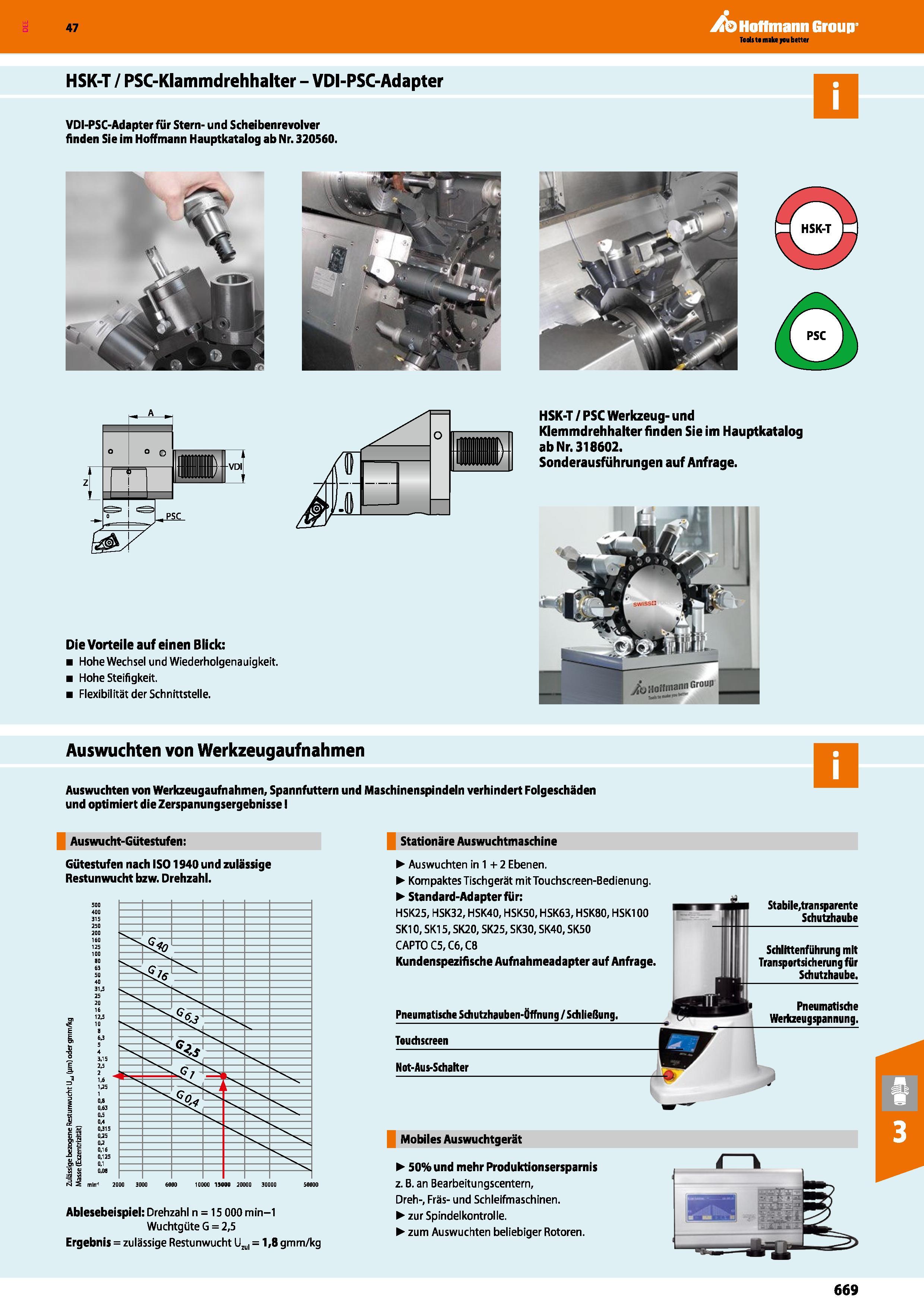 669 Hoffmann Group HSK-T / PSC-Klammdrehhalter VDI-PSC-Adapter VDI-PSC-Adapter für Stern- und Scheibenrevolver finden Sie im Hoffmann Hauptkatalog ab Каталог HOFFMANN GROUP 2016 Режущий инструмент и инструментальная оснастка для металлообрабатывающего промышленного оборудования 47 версия издания Стр. 669 DEU