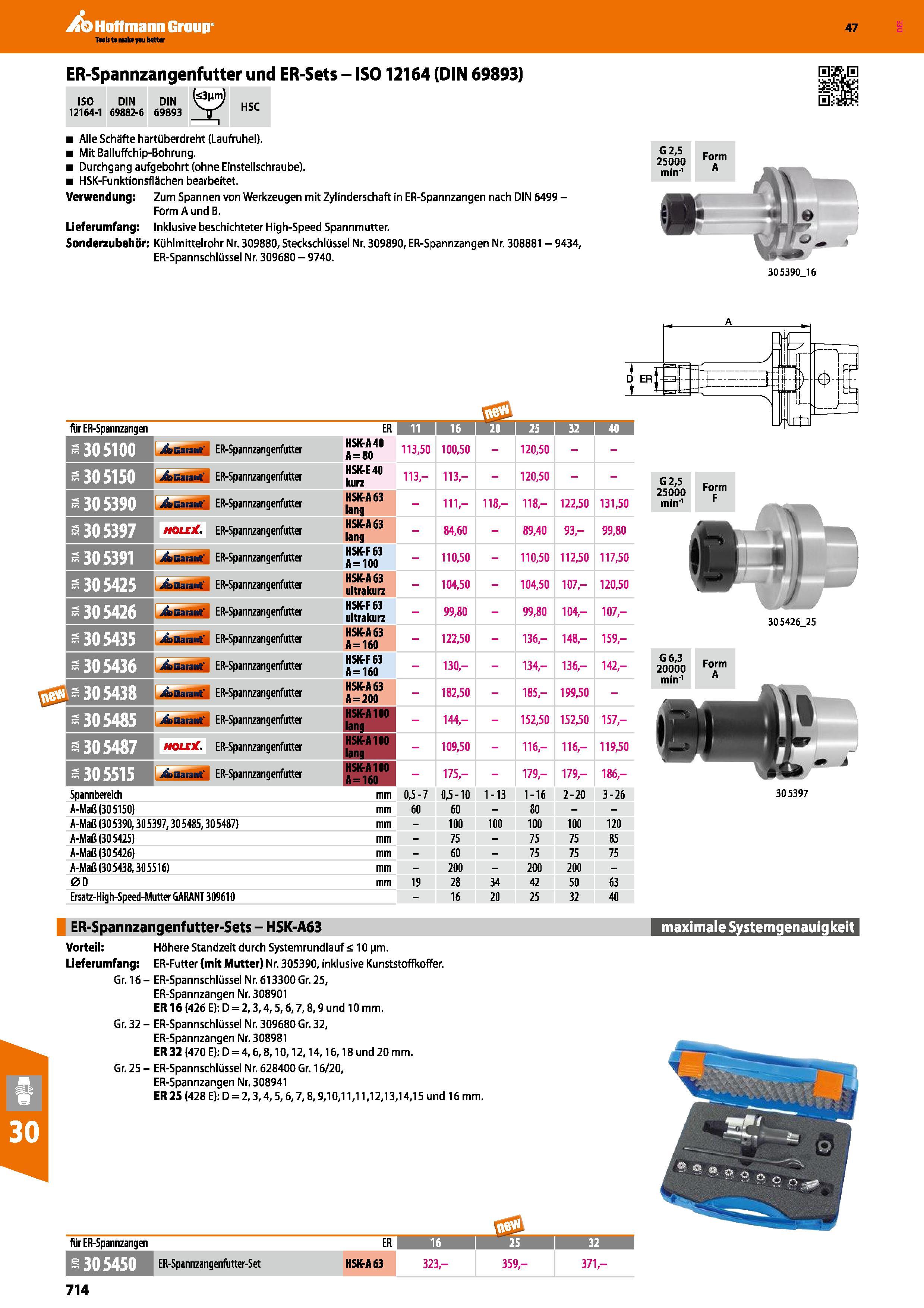 714 ER-Spannzangenfutter und ER-Sets ISO 12164 (DIN 69893) ISO DIN DIN 12164-1 69882-6 69893 HSC Alle Schäfte hartüberdreht (Laufruhe ) Mit Balluffch Каталог HOFFMANN GROUP 2016 Режущий инструмент и инструментальная оснастка для металлообрабатывающего промышленного оборудования 47 версия издания Стр. 714 DEU