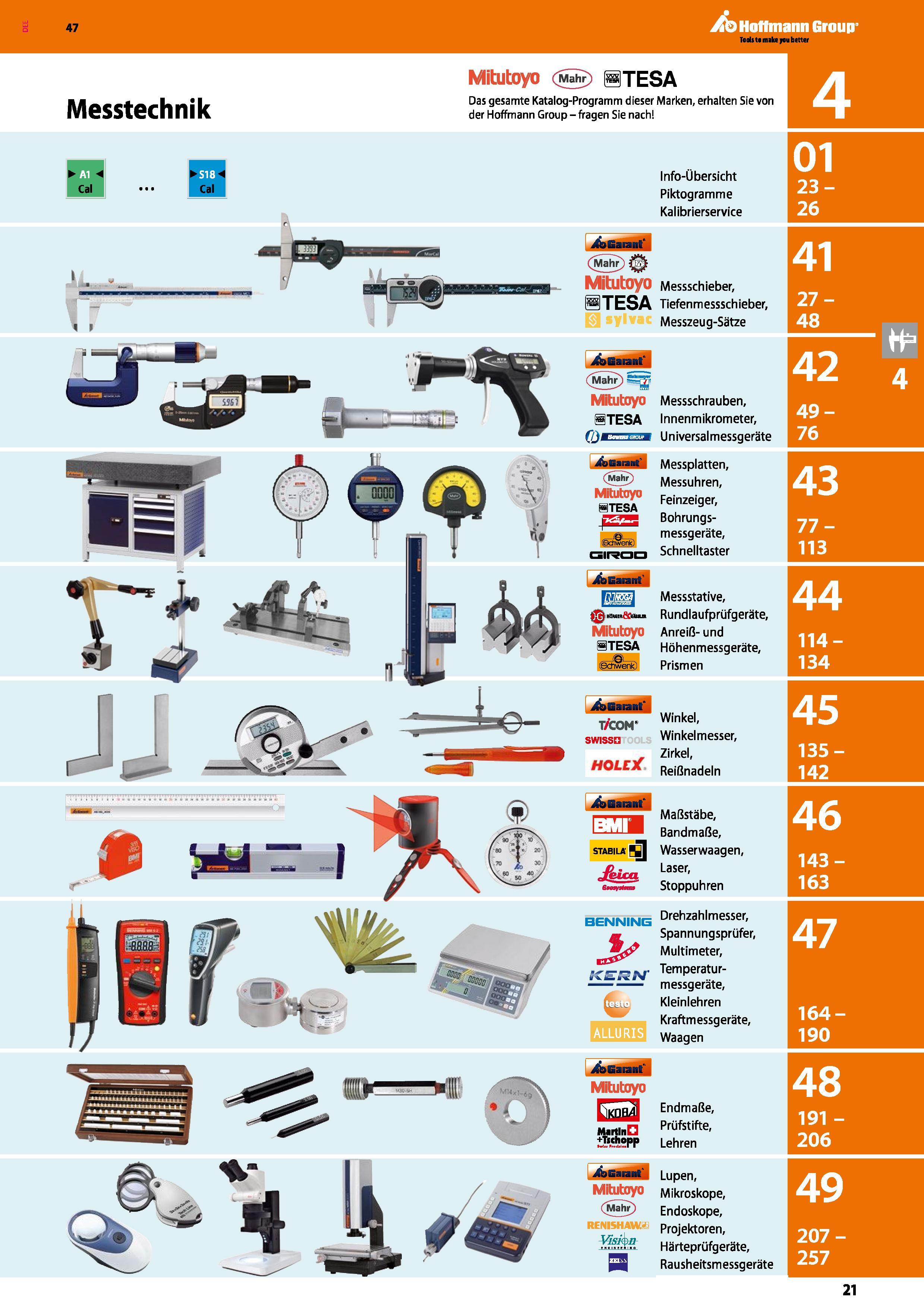 21 47 Messtechnik Cal Hfl Cal Mitutoyo (S) gTESA Das gesamte Katalog-Programm dieser Marken, erhalten Sie von der Hoffmann Group - fragen Sie nach I Каталог HOFFMANN GROUP 2016 Ручной слесарно-монтажный и контрольно-измерительный инструмент и приборы для предприятий машиностроения и мастерских сервисного обслуживания 47 версия издания Стр. 21 DEU