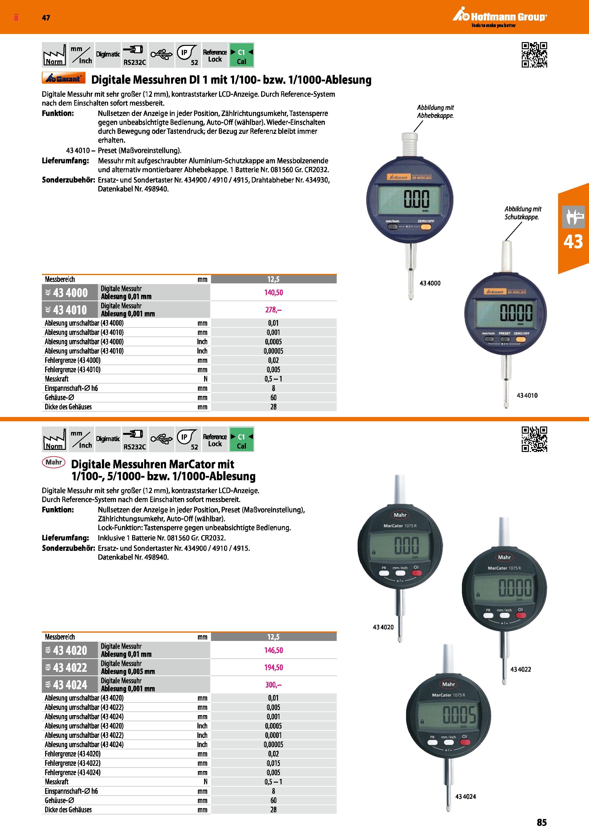 85 NNn INorm mm /hich Dkpmatic 33 RS232C C%> ( j 52 Reference Lock ffl Cal 4aBM iä Digitale Messuhren D11 mit 1/100- bzw 1/1000-Ablesung Digitale Me Каталог HOFFMANN GROUP 2016 Ручной слесарно-монтажный и контрольно-измерительный инструмент и приборы для предприятий машиностроения и мастерских сервисного обслуживания 47 версия издания Стр. 85 DEU