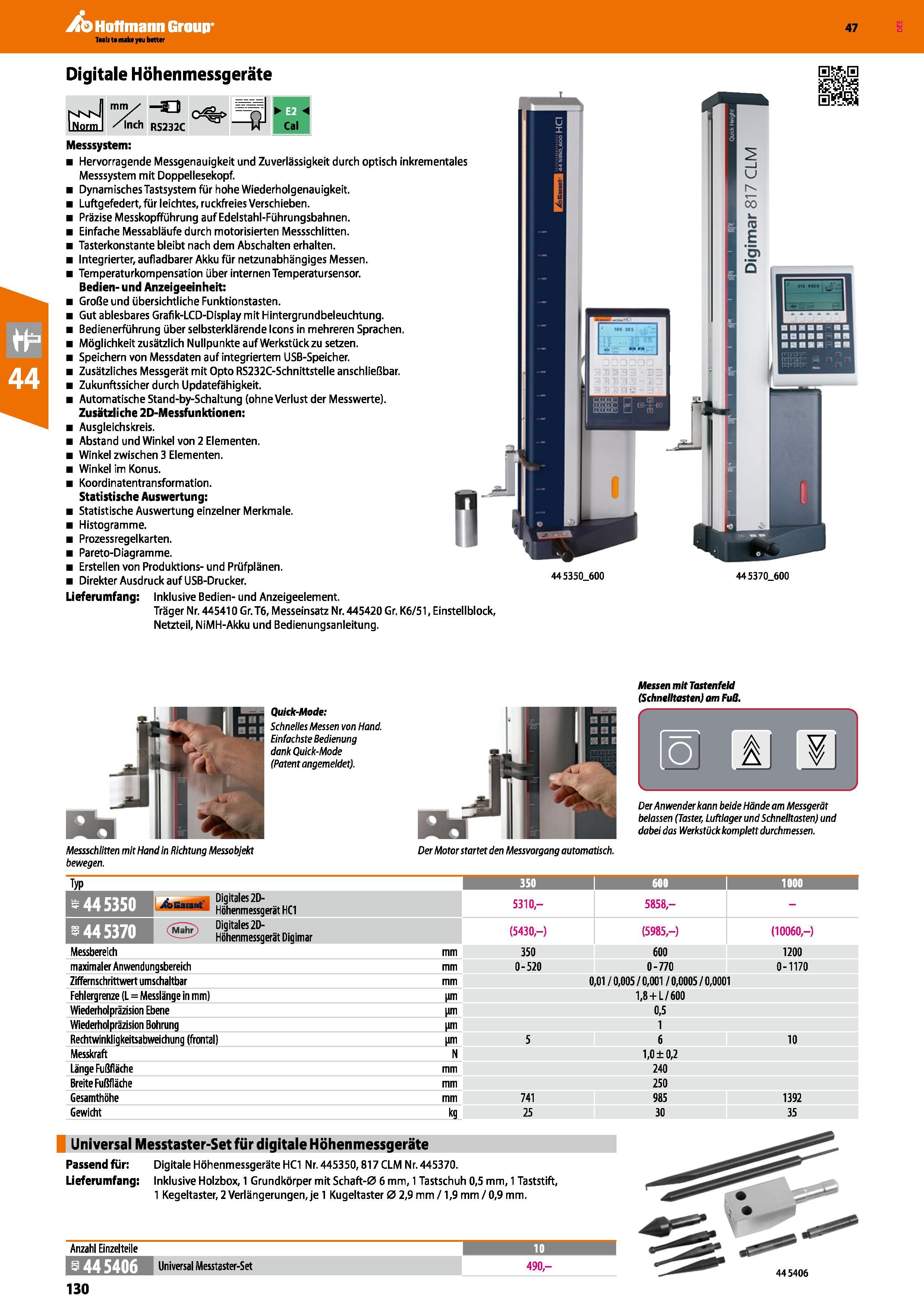 130 Digitale Höhenmessgeräte NMn INorm m/ SU Inch RS232C Messsystem Hervorragende Messgenauigkeit und Zuverlässigkeit durch optisch inkrementales Mes Каталог HOFFMANN GROUP 2016 Ручной слесарно-монтажный и контрольно-измерительный инструмент и приборы для предприятий машиностроения и мастерских сервисного обслуживания 47 версия издания Стр. 130 DEU