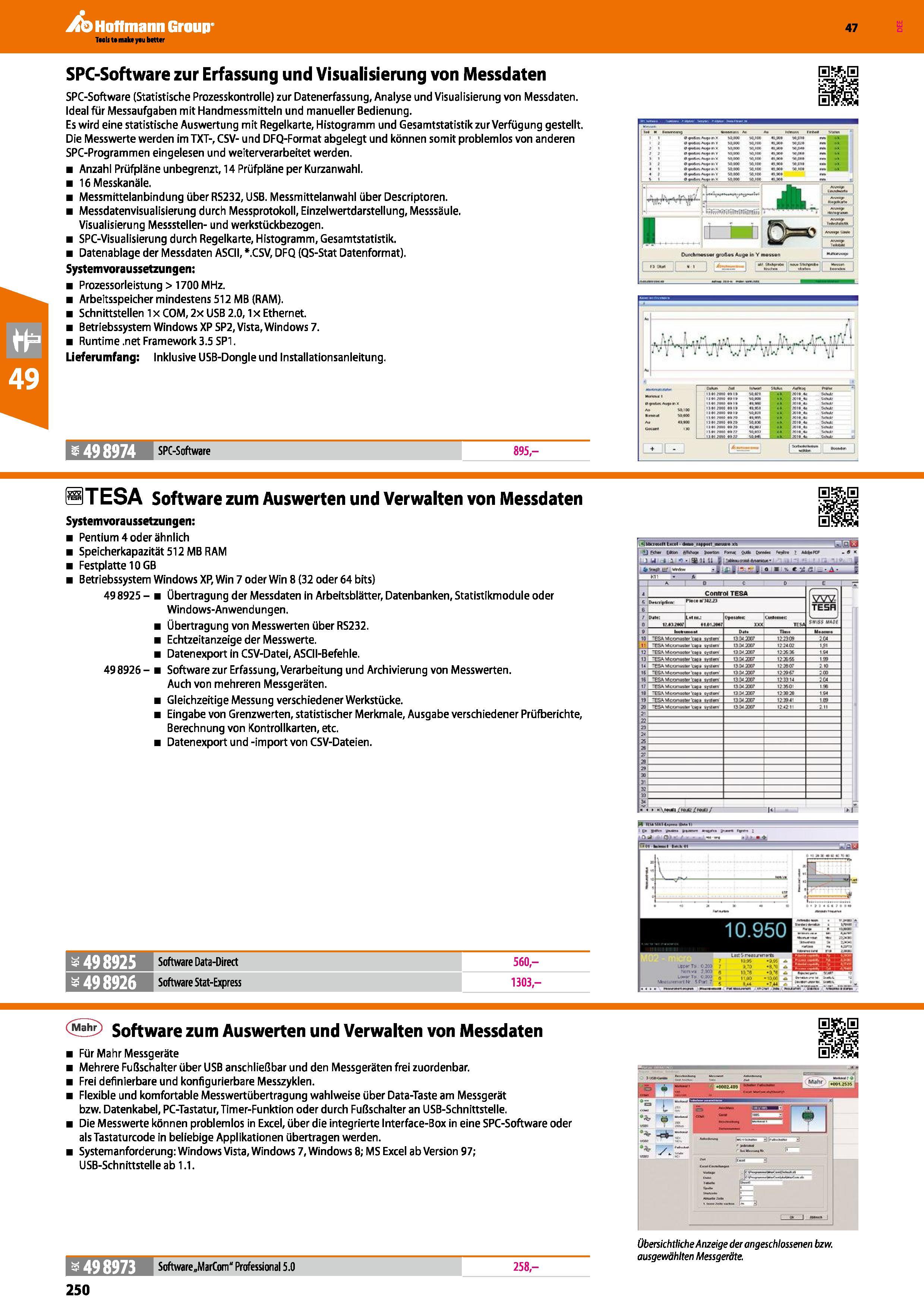 250 SPC-Software zur Erfassung und Visualisierung von Messdaten SPC-Software (Statistische Prozesskontrolle) zur Datenerfassung, Analyse und Visualis Каталог HOFFMANN GROUP 2016 Ручной слесарно-монтажный и контрольно-измерительный инструмент и приборы для предприятий машиностроения и мастерских сервисного обслуживания 47 версия издания Стр. 250 DEU