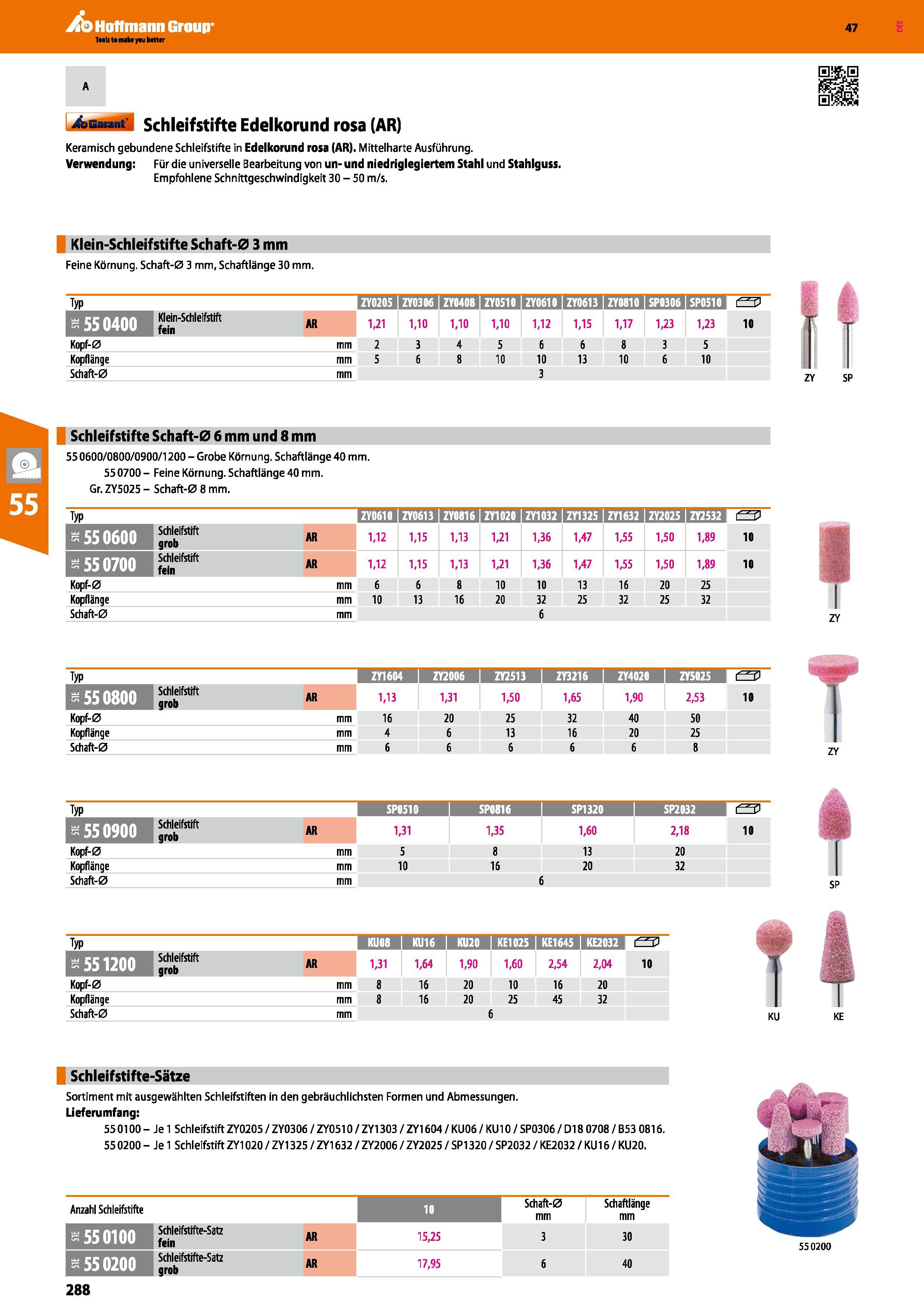 288 Garant Schleif stifte Edelkorund rosa (AR) Keramisch gebundene Schleifstifte in Edelkorund rosa (AR) Mittelharte Ausführung Verwendung Für die un Каталог HOFFMANN GROUP 2016 Ручной слесарно-монтажный и контрольно-измерительный инструмент и приборы для предприятий машиностроения и мастерских сервисного обслуживания 47 версия издания Стр. 288 DEU