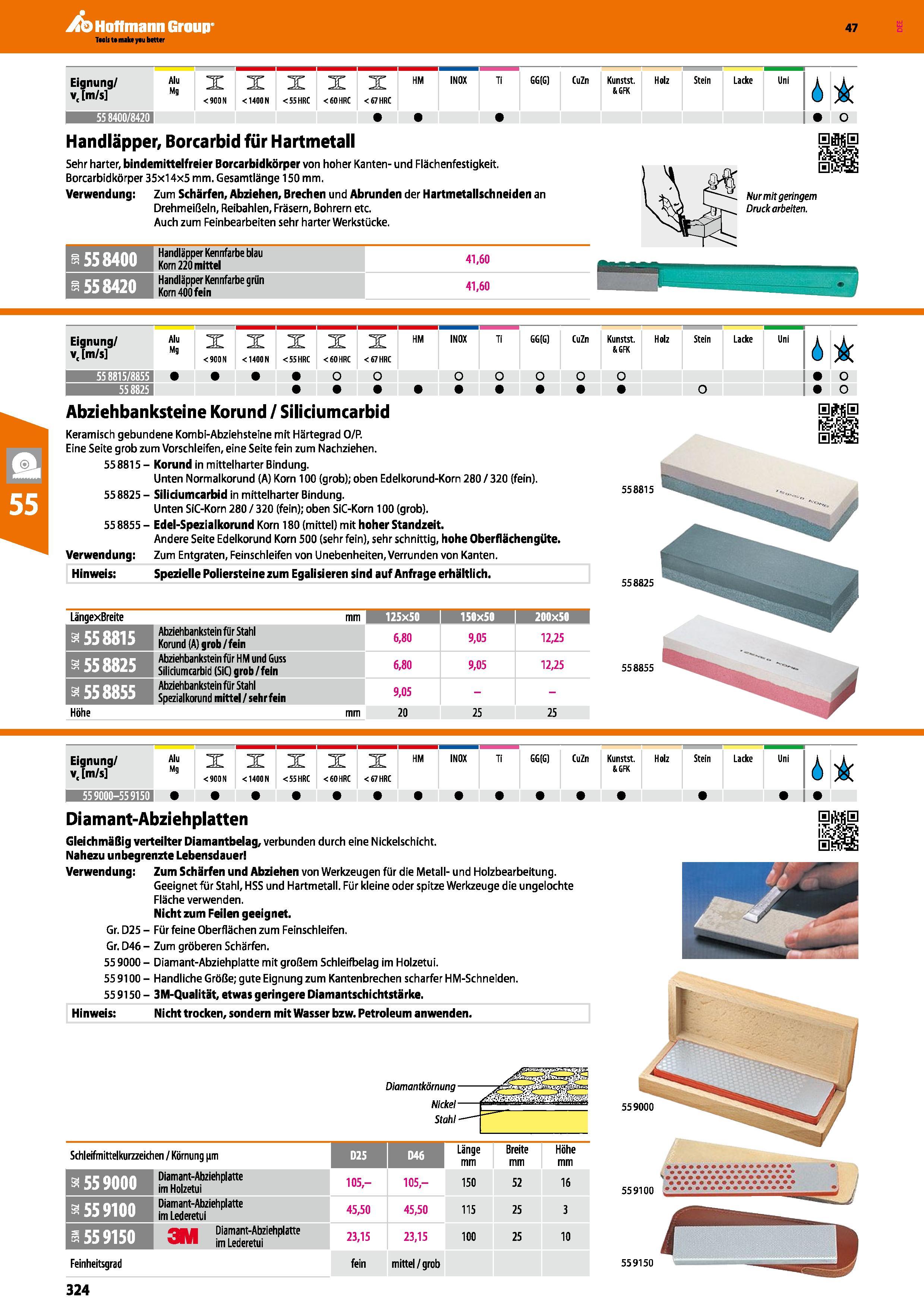324 Eignung/ Alu vc m/s Ms X <900N X <1400 N X HM <55 HRC <60 HRC <67 HRC INOX Ti GG G) CuZn Kunstst Holz &GFK Stein Lacke Uni 4 55 8400/8420 o Handl Каталог HOFFMANN GROUP 2016 Ручной слесарно-монтажный и контрольно-измерительный инструмент и приборы для предприятий машиностроения и мастерских сервисного обслуживания 47 версия издания Стр. 324 DEU