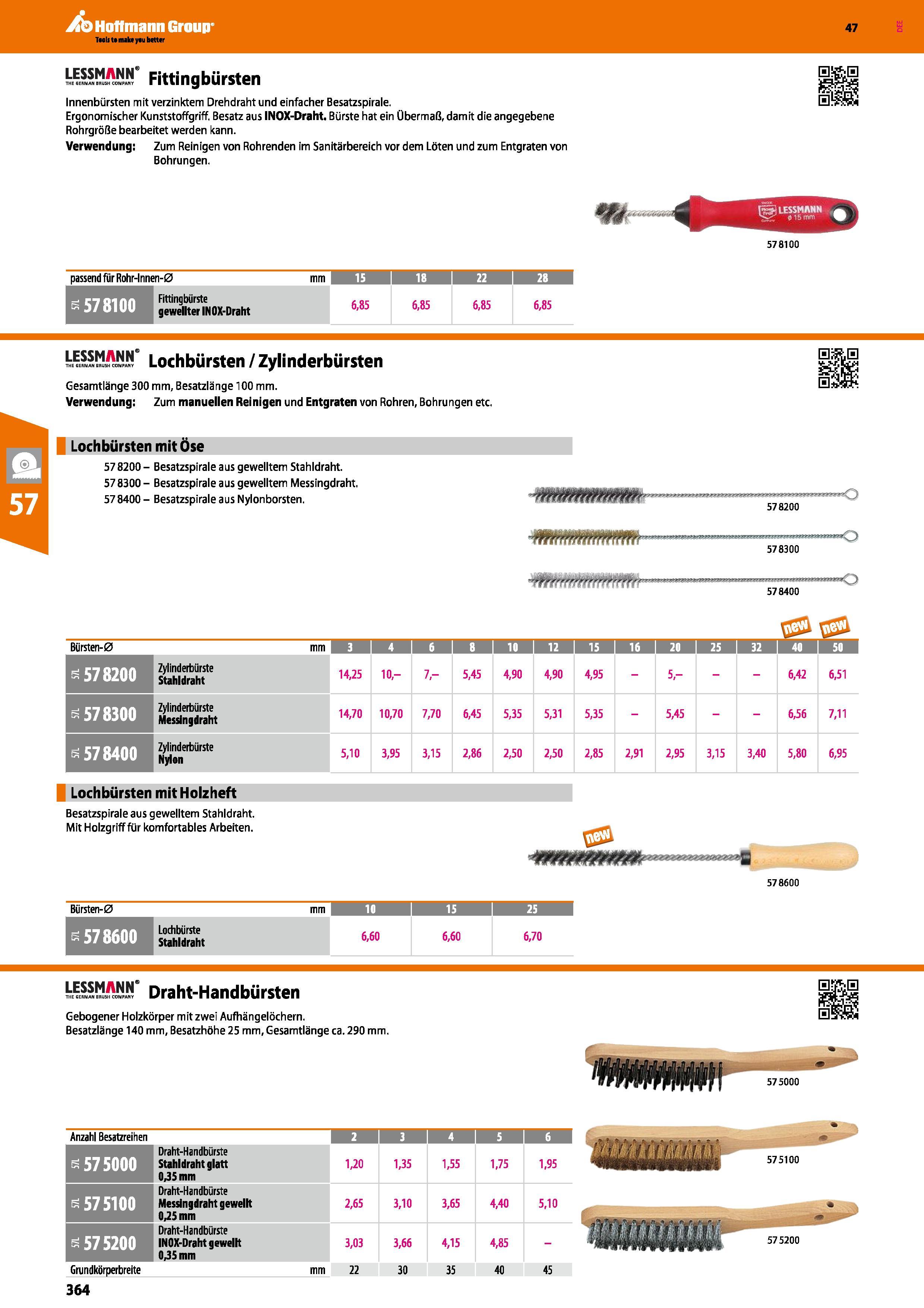 364 lessmann Fittincibürsten THE 6EBNAN BRUSH COMPANY I IIIIIIUWUI 9ICII Innenbürsten mit verzinktem Drehdraht und einfacher Besatzspirale Ergonomisc Каталог HOFFMANN GROUP 2016 Ручной слесарно-монтажный и контрольно-измерительный инструмент и приборы для предприятий машиностроения и мастерских сервисного обслуживания 47 версия издания Стр. 364 DEU