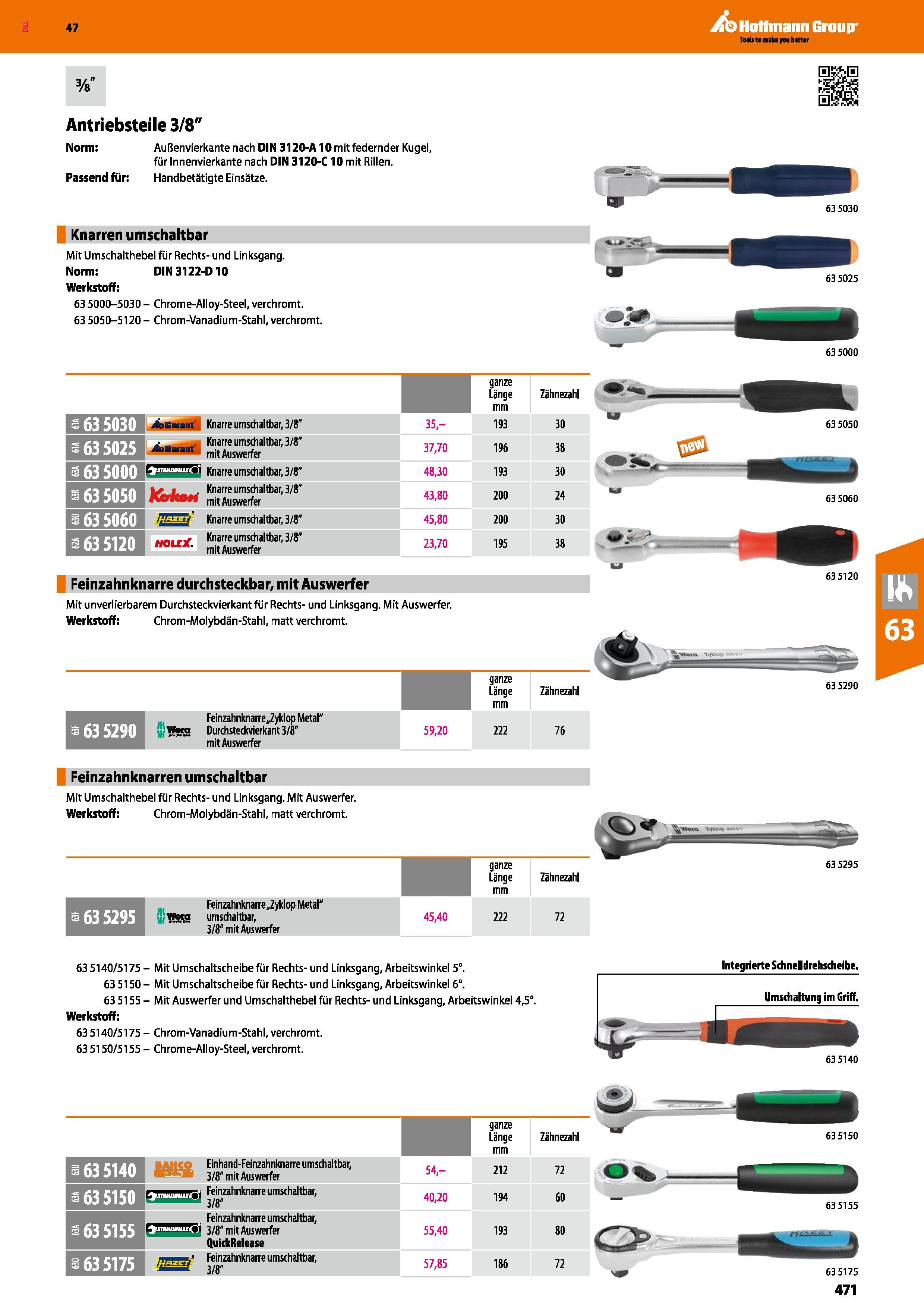 471 Antriebsteile 3/8 Norm AuBenvierkante nach DIN 3120-A10 mit federnder Kugel, für Innenvierkante nach DIN 3120-C10 mit Rillen Passend für Handbetä Каталог HOFFMANN GROUP 2016 Ручной слесарно-монтажный и контрольно-измерительный инструмент и приборы для предприятий машиностроения и мастерских сервисного обслуживания 47 версия издания Стр. 471 DEU