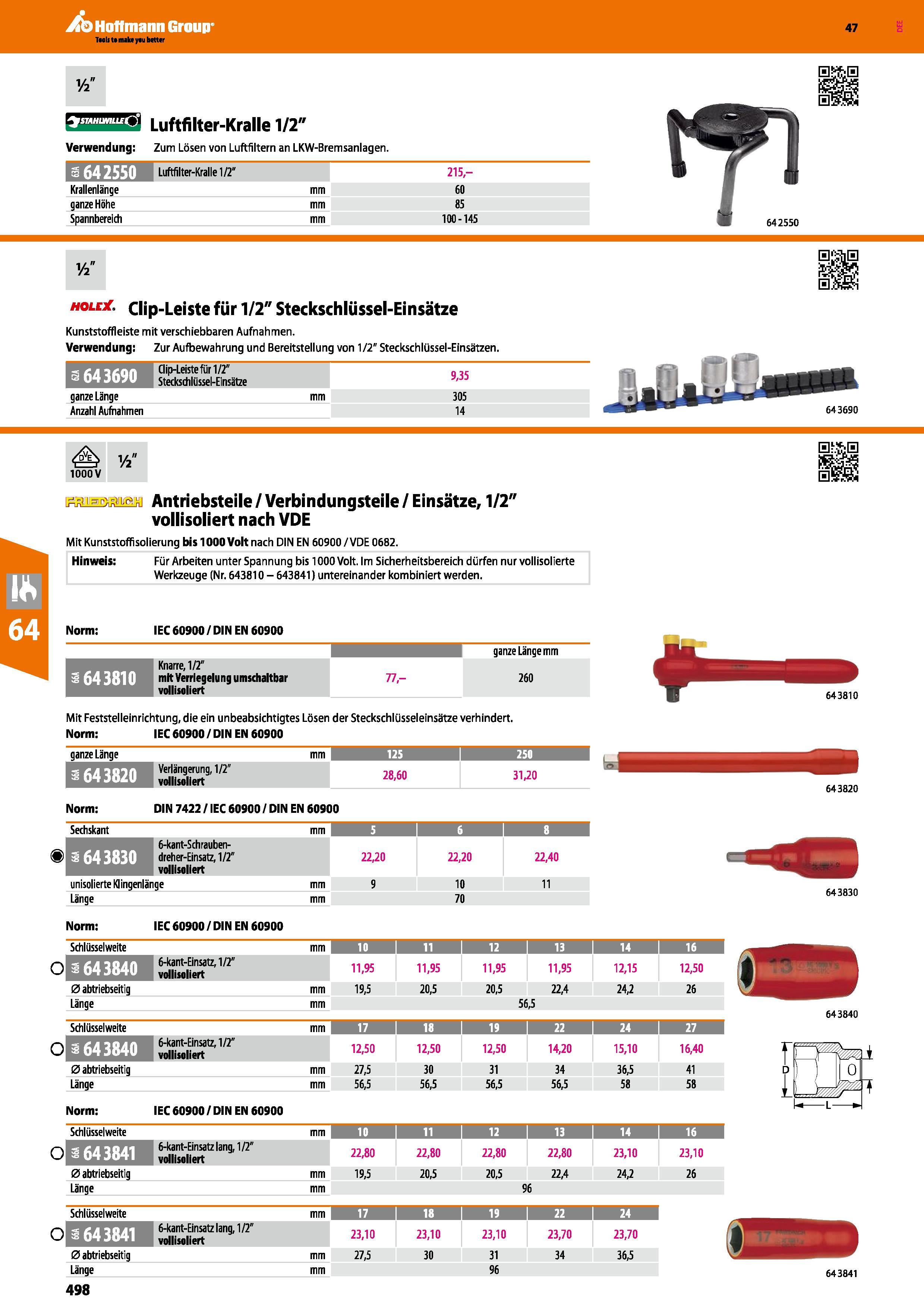 498 Luftfilter-Kralle 1/2' Verwendung Zum Lösen von Luftfiltern an LKW-Bremsanlagen s 642550 Luftfilter-Kralle 1/2 215,- Krallenlänge mm 60 ganze Höh Каталог HOFFMANN GROUP 2016 Ручной слесарно-монтажный и контрольно-измерительный инструмент и приборы для предприятий машиностроения и мастерских сервисного обслуживания 47 версия издания Стр. 498 DEU