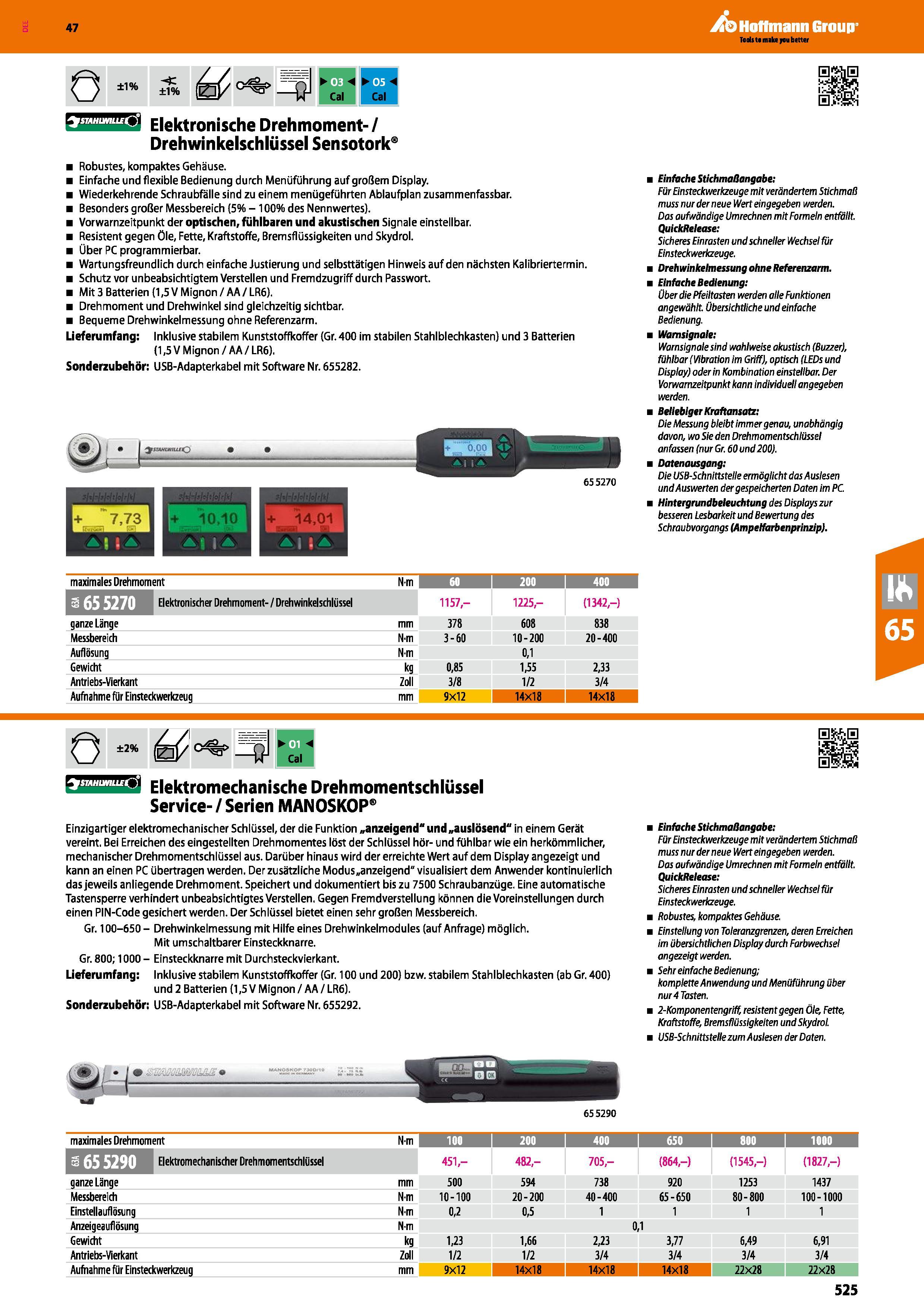 525 ö ±1% c ±1% Cal J Cal Elektronische Drehmoment-/ Drehwinkelschlüssel Sensotork Robustes, kompaktes Gehäuse Einfache und flexible Bedienung durch Каталог HOFFMANN GROUP 2016 Ручной слесарно-монтажный и контрольно-измерительный инструмент и приборы для предприятий машиностроения и мастерских сервисного обслуживания 47 версия издания Стр. 525 DEU