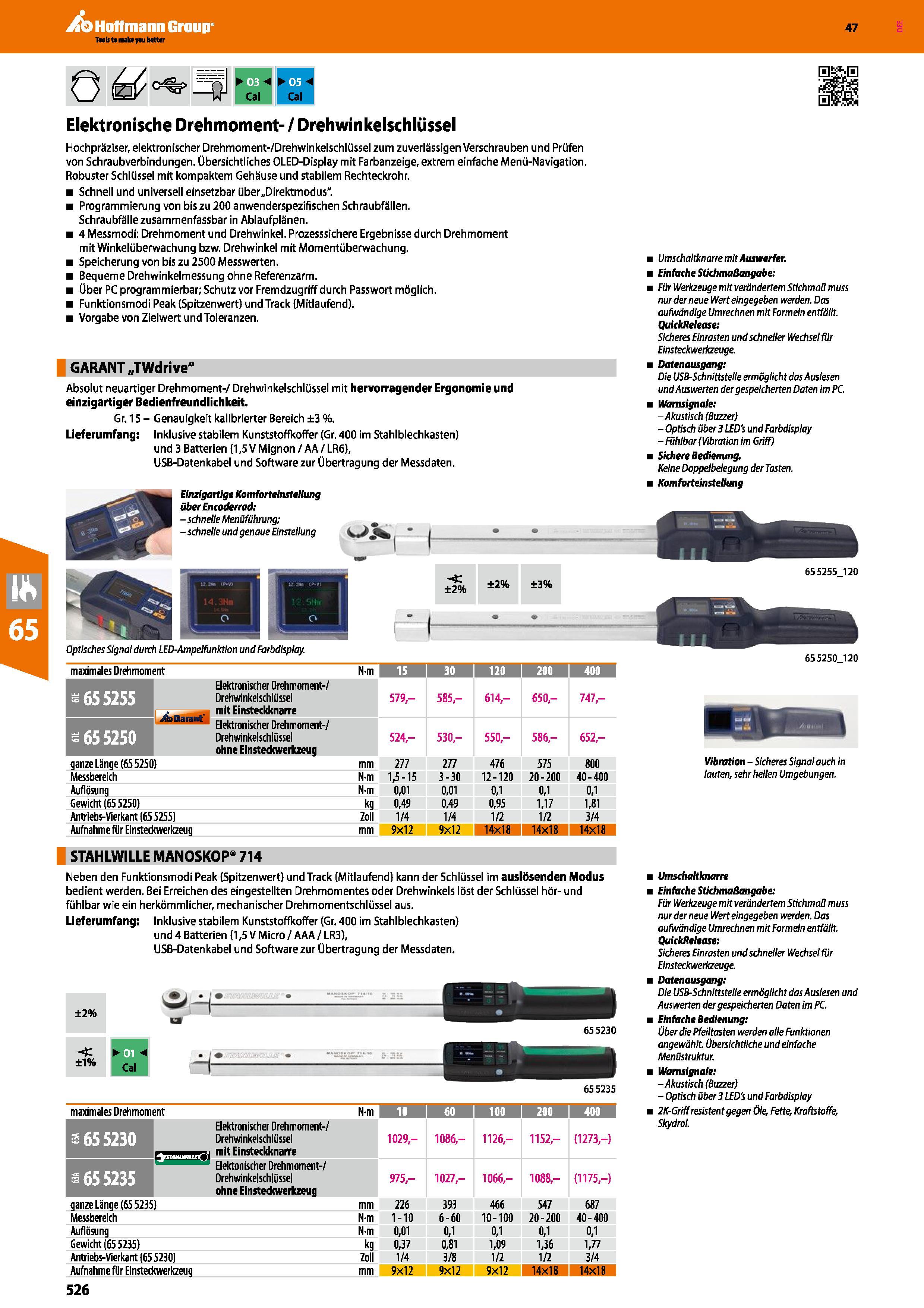 526 Cal im Elektronische Drehmoment- / Drehwinkelschlüssel Hochpräziser, elektronischer Drehmoment-/Drehwinkelschlüssel zum zuverlässigen Verschraube Каталог HOFFMANN GROUP 2016 Ручной слесарно-монтажный и контрольно-измерительный инструмент и приборы для предприятий машиностроения и мастерских сервисного обслуживания 47 версия издания Стр. 526 DEU