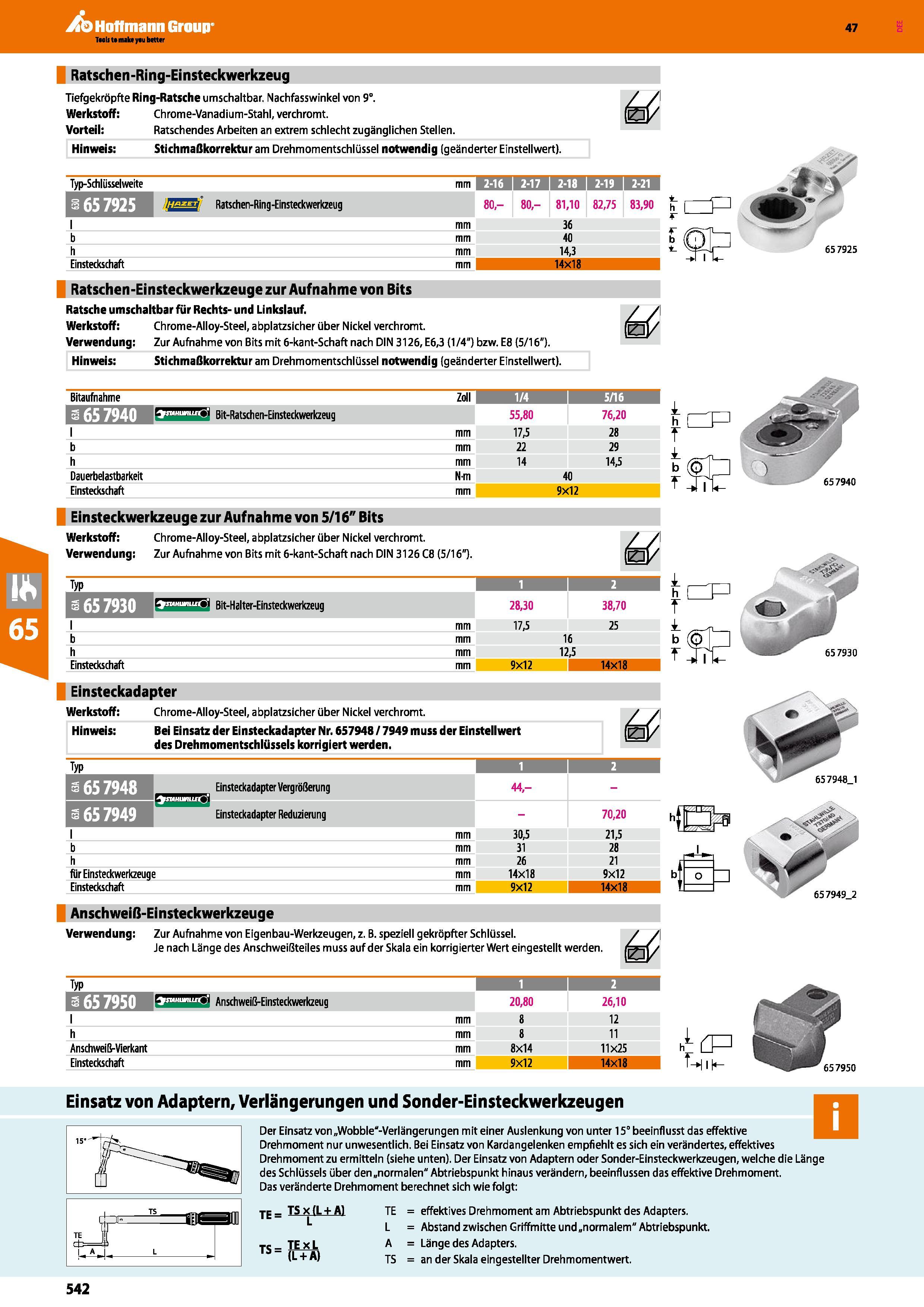 542 Ratschen -Ri ng-Ei nsteckwerkzeug Tiefgekröpfte Ring-Ratsche umschaltbar Nachfasswinkel von 9° Werkstoff Chrome-Vanadium-Stahl, verchromt Vorteil Каталог HOFFMANN GROUP 2016 Ручной слесарно-монтажный и контрольно-измерительный инструмент и приборы для предприятий машиностроения и мастерских сервисного обслуживания 47 версия издания Стр. 542 DEU