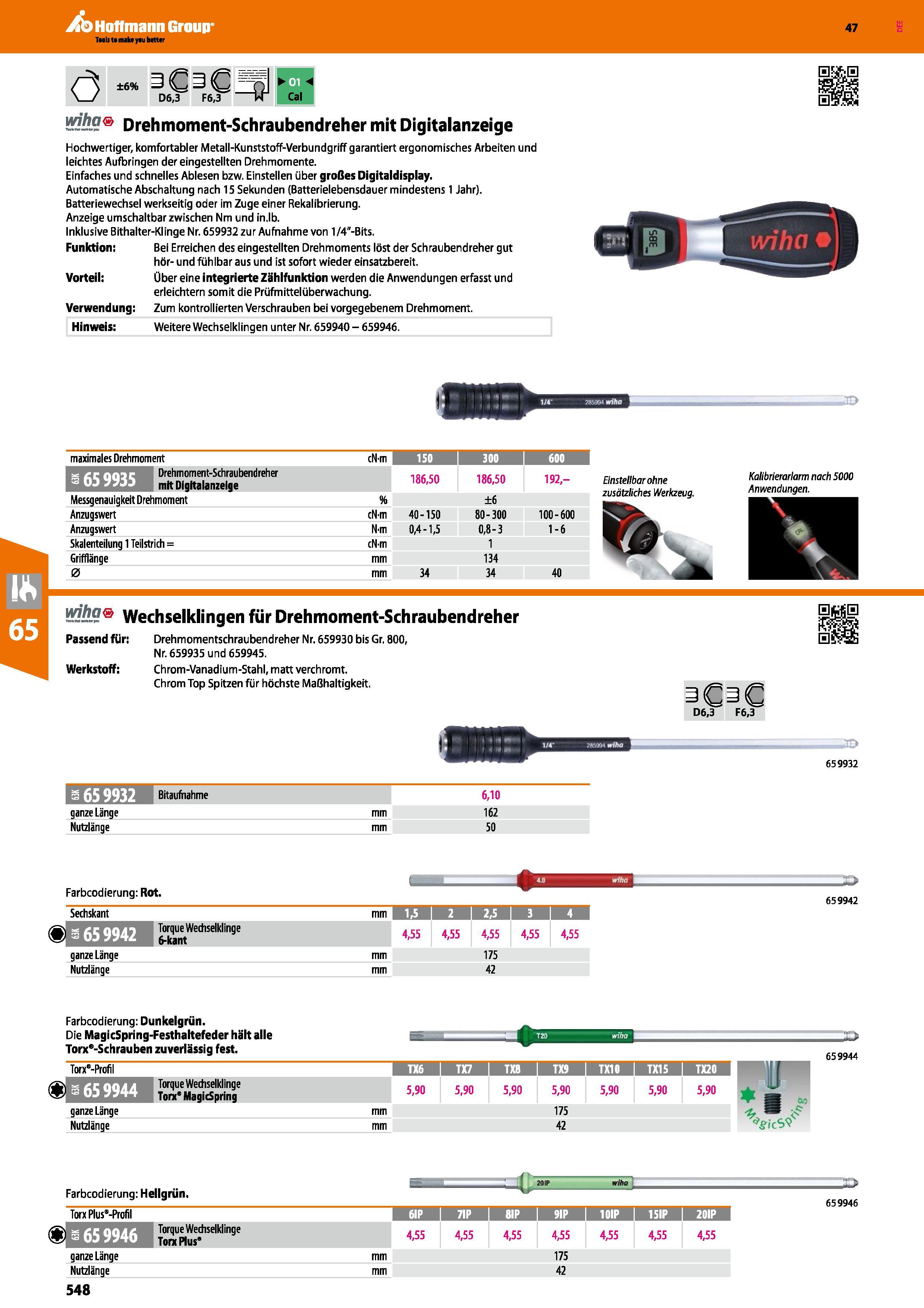 548 yrihg Drehmoment-Schraubendreher mit Digitalanzeige Hochwertiger, komfortabler Metall-Kunststoff-Verbundgriff garantiert ergonomisches Arbeiten u Каталог HOFFMANN GROUP 2016 Ручной слесарно-монтажный и контрольно-измерительный инструмент и приборы для предприятий машиностроения и мастерских сервисного обслуживания 47 версия издания Стр. 548 DEU