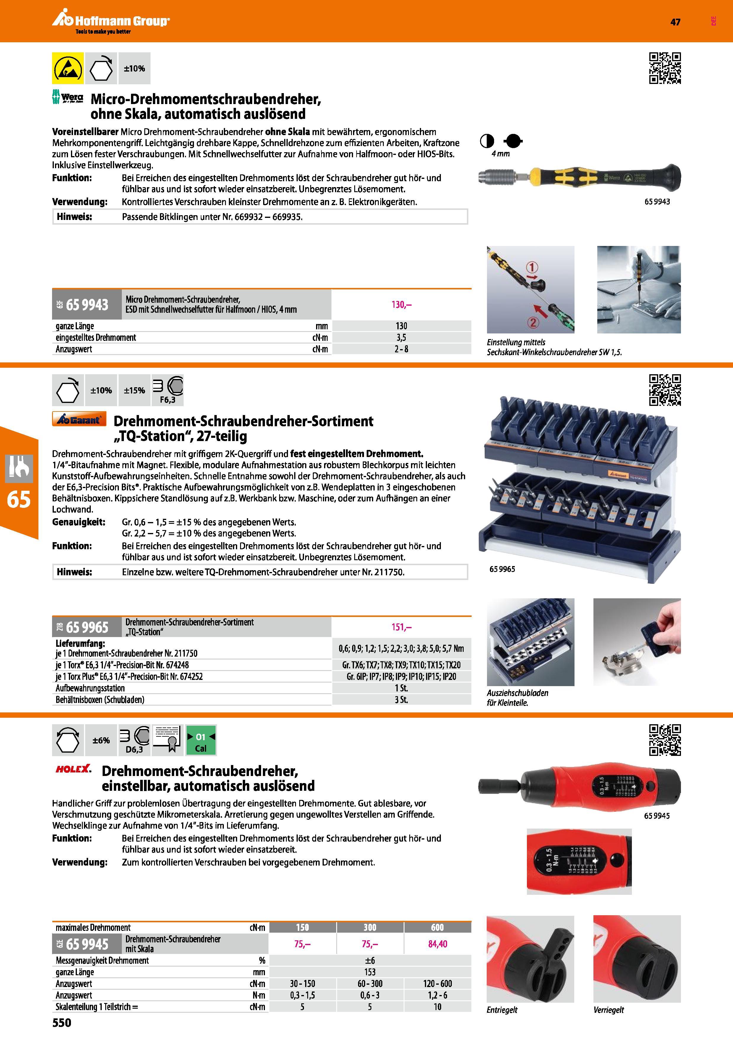 550 ö ±10% jpm w Wera Micro-Drehmomentschraubendreher, ohne Skala, automatisch auslösend Voreinstellbarer Micro Drehmoment-Schraubendreher ohne Skala Каталог HOFFMANN GROUP 2016 Ручной слесарно-монтажный и контрольно-измерительный инструмент и приборы для предприятий машиностроения и мастерских сервисного обслуживания 47 версия издания Стр. 550 DEU