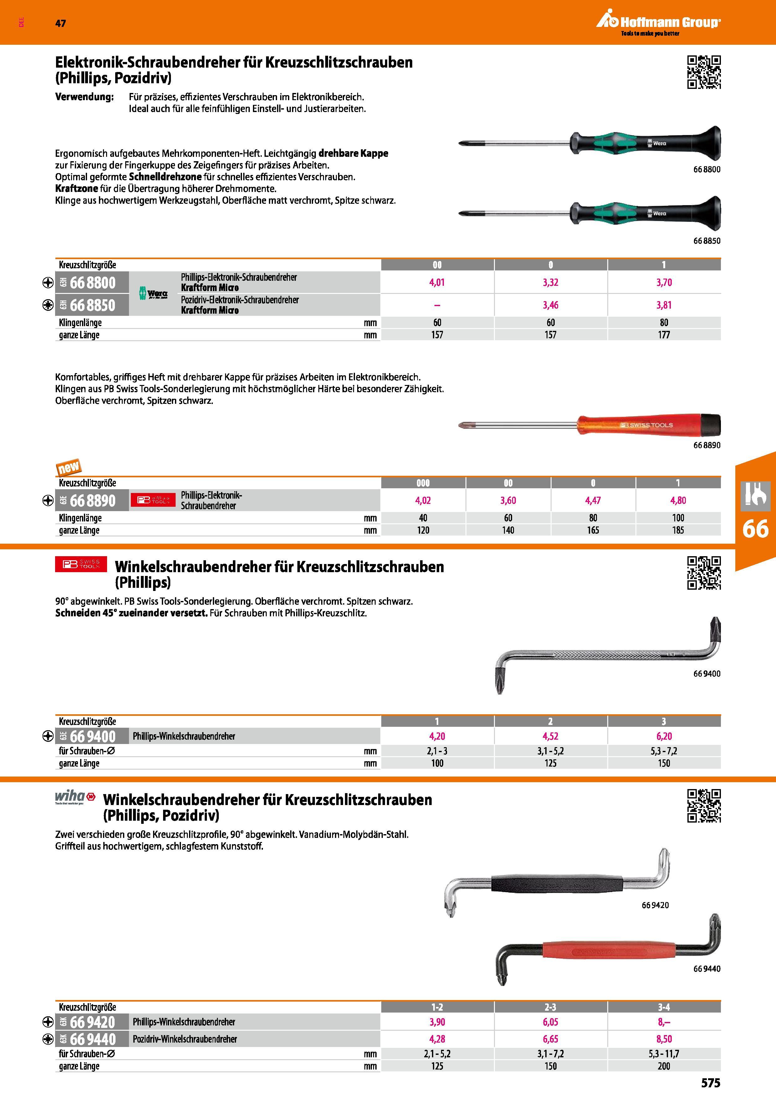 575 Elektronik-Schraubendreher für Kreuzschlitzschrauben (Phillips, Pozidriv) Verwendung; Für präzises, effizientes Verschrauben im Elektronikbereich Каталог HOFFMANN GROUP 2016 Ручной слесарно-монтажный и контрольно-измерительный инструмент и приборы для предприятий машиностроения и мастерских сервисного обслуживания 47 версия издания Стр. 575 DEU