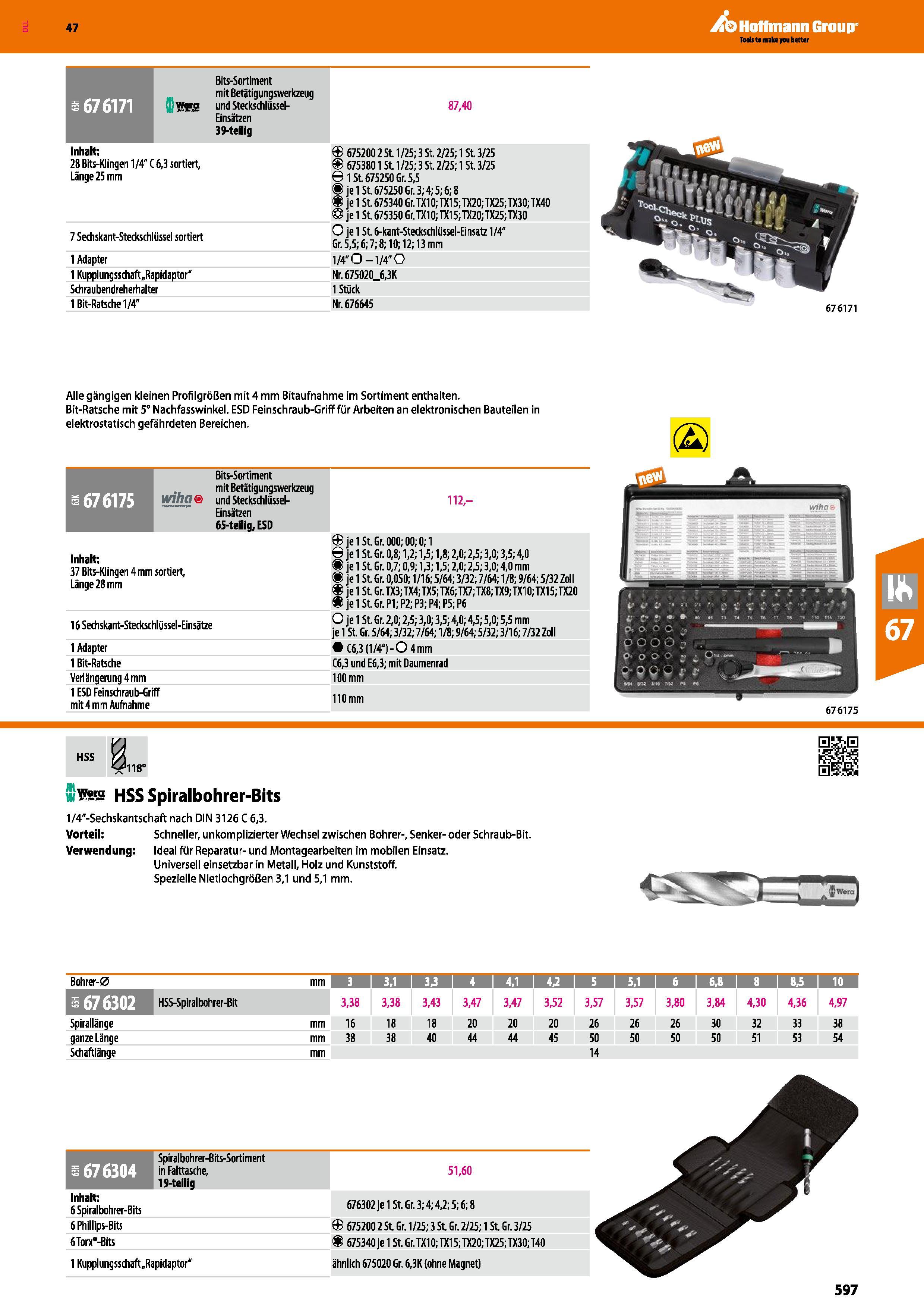 597 Inhalt 28 Bits-Klingen 1/4 C 6,3 sortiert, Länge 25 mm 7 Sechskant-Steckschlüssel sortiert 1 Adapter 1 Kupplungsschaft„Rapidaptor“ Schraubendrehe Каталог HOFFMANN GROUP 2016 Ручной слесарно-монтажный и контрольно-измерительный инструмент и приборы для предприятий машиностроения и мастерских сервисного обслуживания 47 версия издания Стр. 597 DEU