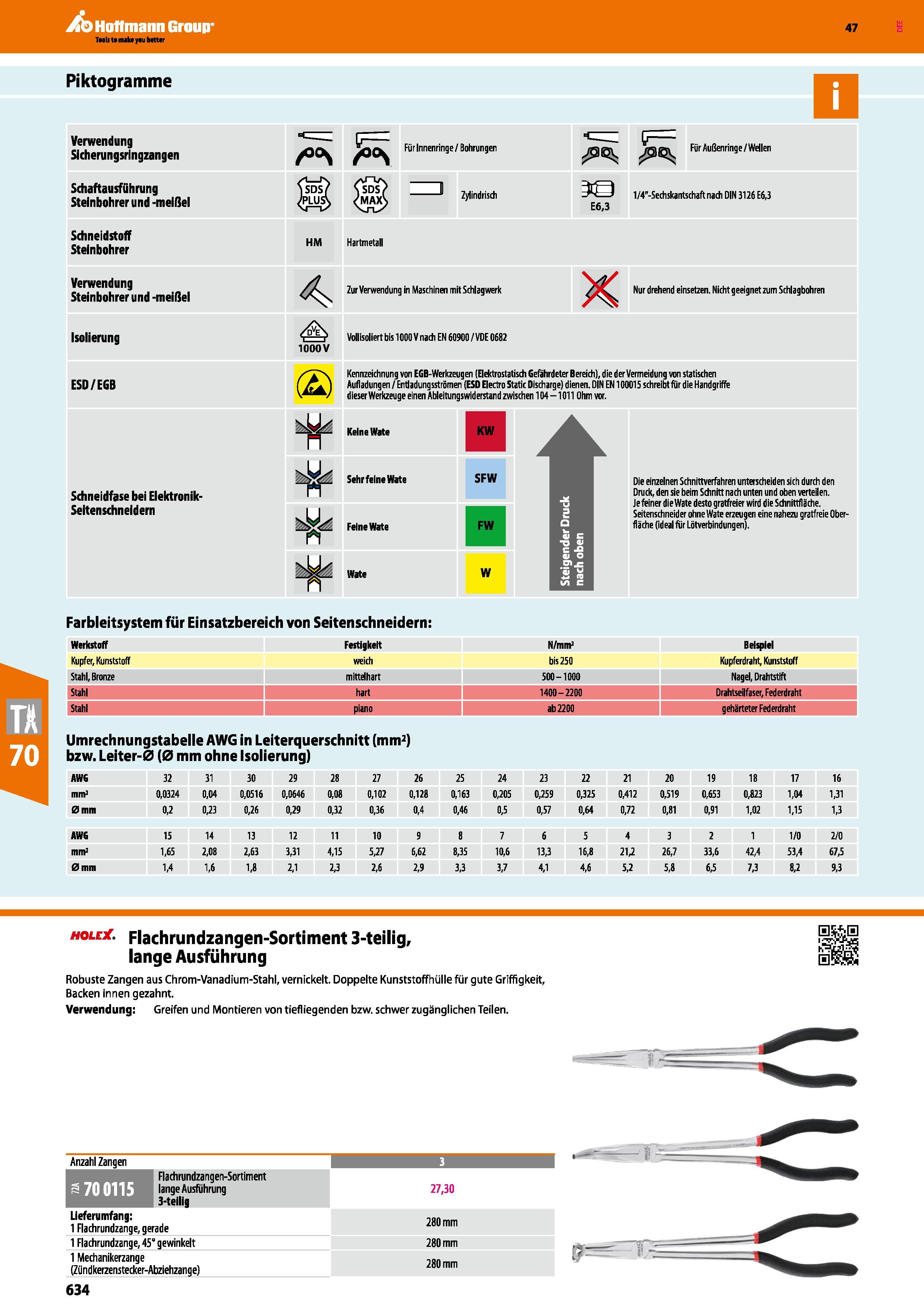 634 Piktogramme Verwendung Sicherungsringzangen Schaftausführung Steinbohrer und -meißel /°°\ /°°v Für Innenringe / Bohrungen Zylindrisch Für Außenri Каталог HOFFMANN GROUP 2016 Ручной слесарно-монтажный и контрольно-измерительный инструмент и приборы для предприятий машиностроения и мастерских сервисного обслуживания 47 версия издания Стр. 634 DEU