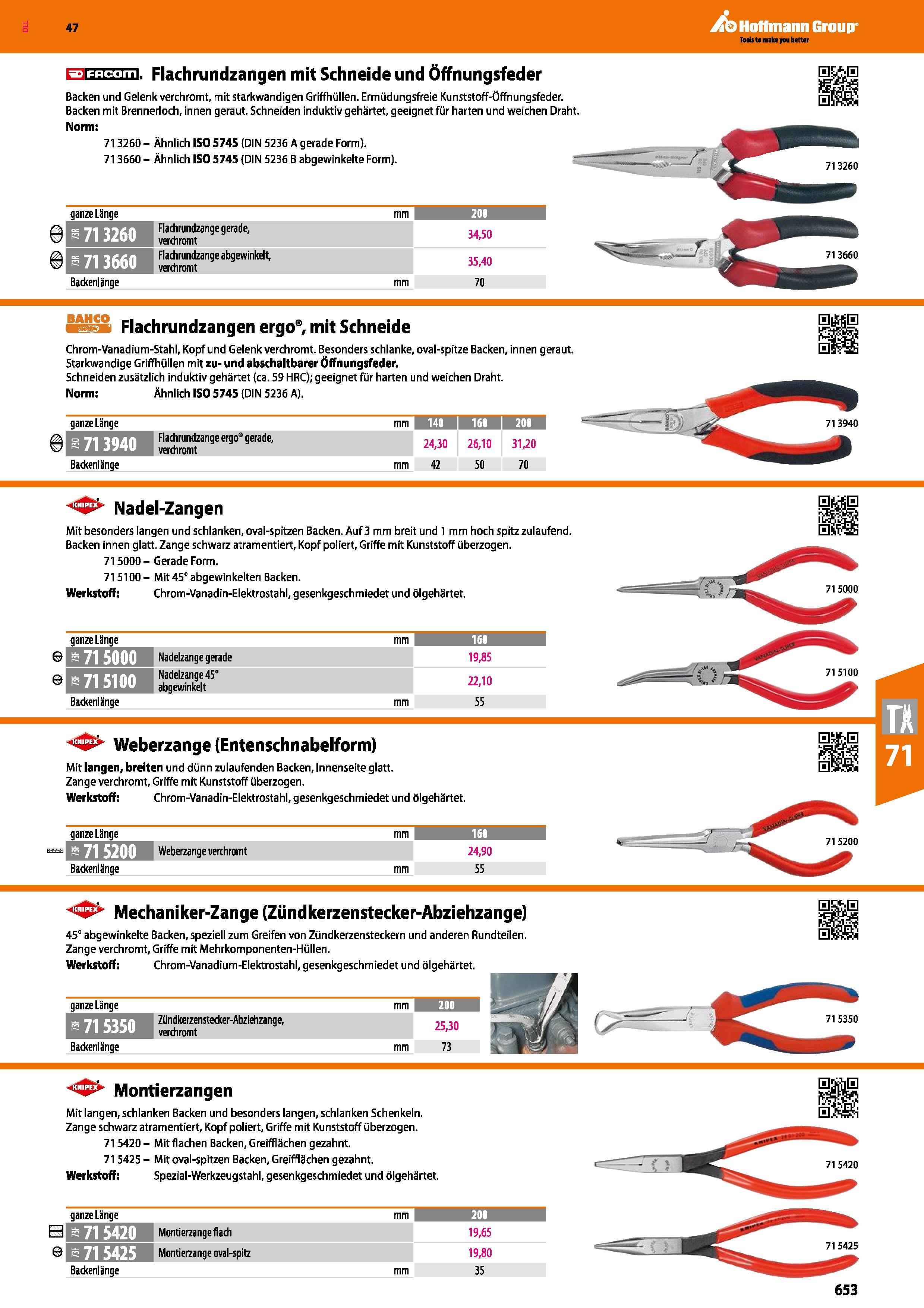 653 E3ld:L-> iil Flachrundzangen mit Schneide und Öffnungsfeder Backen und Gelenk verchromt, mit starkwandigen Griffhüllen Ermüdungsfreie Kunststoff- Каталог HOFFMANN GROUP 2016 Ручной слесарно-монтажный и контрольно-измерительный инструмент и приборы для предприятий машиностроения и мастерских сервисного обслуживания 47 версия издания Стр. 653 DEU
