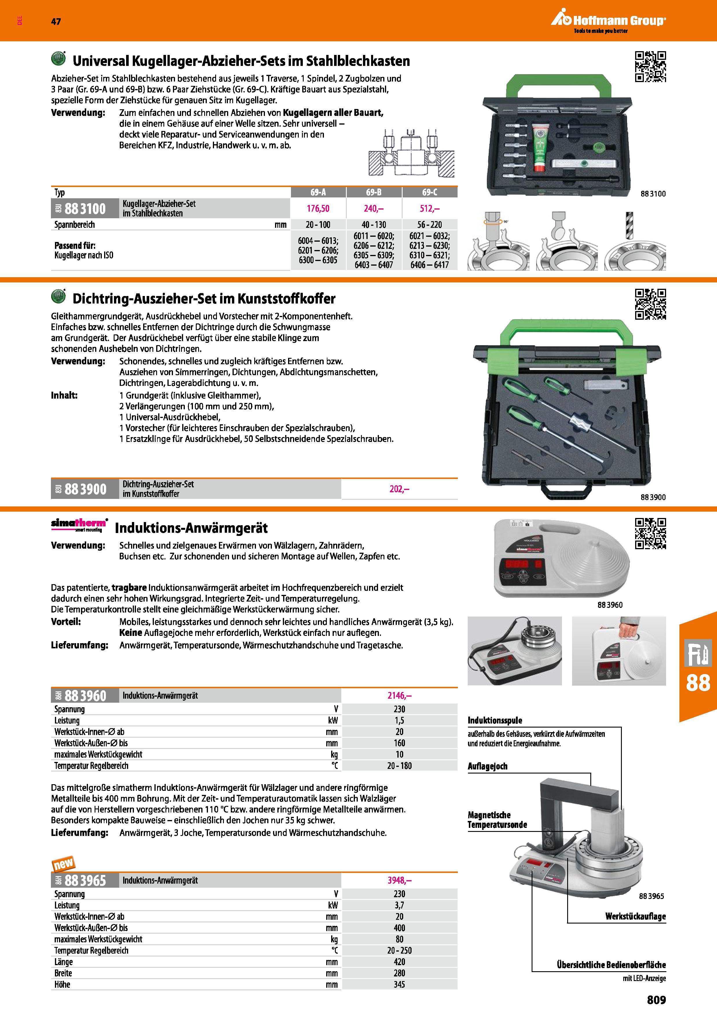 809 47 Universal Kugellager-Abzieher-Sets im Stahlblechkasten Abzieher-Set im Stahlblechkasten bestehend aus jeweils 1 Traverse, 1 Spindel, 2 Zugbolz Каталог HOFFMANN GROUP 2016 Ручной слесарно-монтажный и контрольно-измерительный инструмент и приборы для предприятий машиностроения и мастерских сервисного обслуживания 47 версия издания Стр. 809 DEU