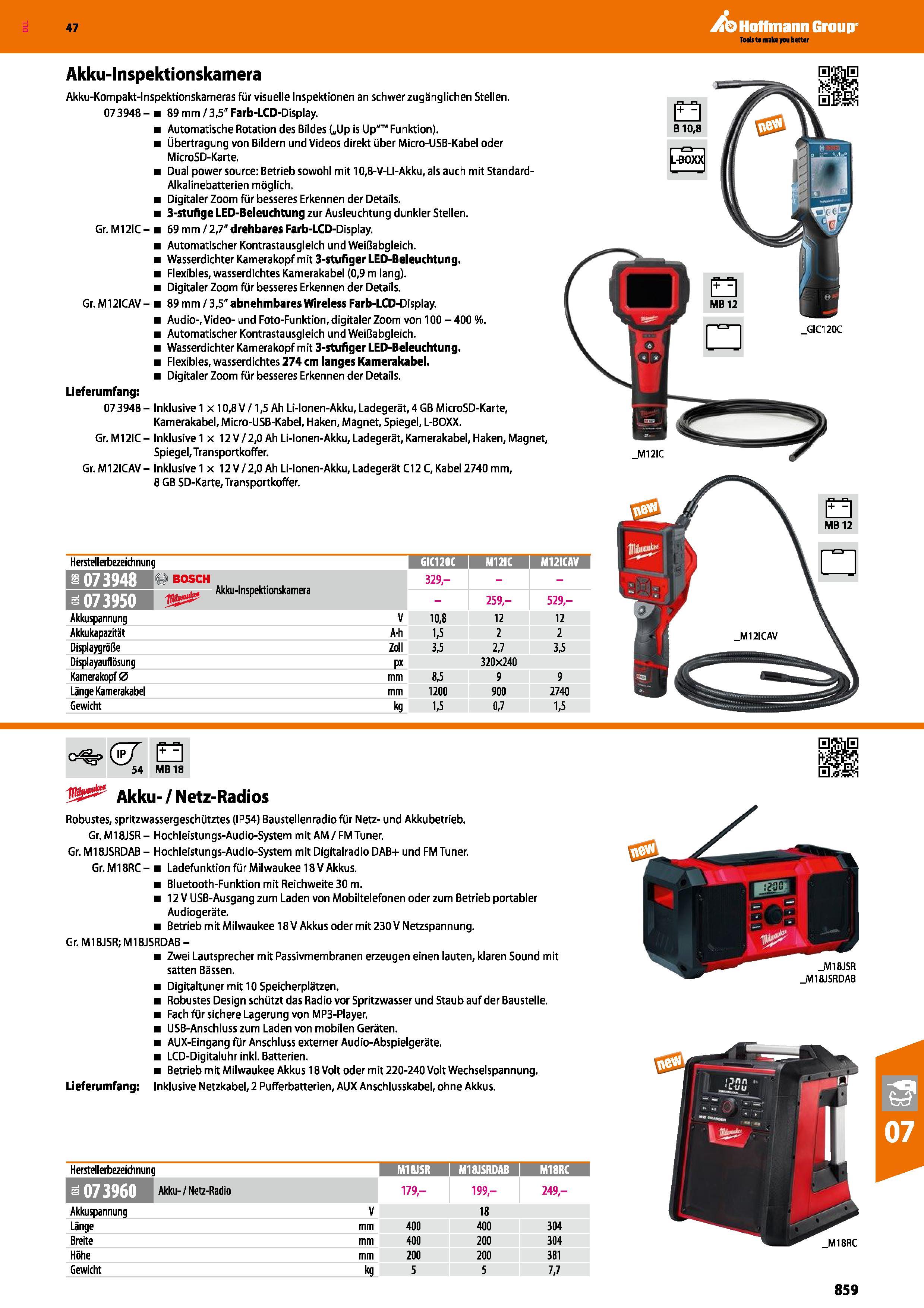 859 Herstellerbezeichnung MH GIC120C M12IC I M12ICAV üiYIETTiÄSS bosch 329,- Akku-Inspektionskamera - 259,- 529,- Akkuspannung V 10,8 12 12 Akkukapaz Каталог HOFFMANN GROUP 2016 Ручной слесарно-монтажный и контрольно-измерительный инструмент и приборы для предприятий машиностроения и мастерских сервисного обслуживания 47 версия издания Стр. 859 DEU