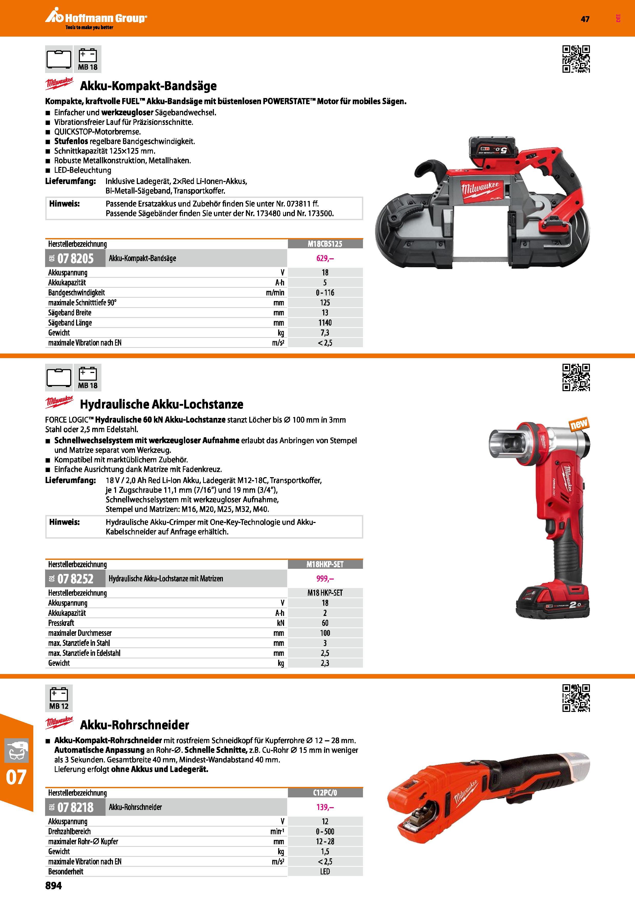894 Herstellerbezeichnung M18CBS125 Akku-Kompakt-Bandsäge 629,- Akkuspannung V 18 Akkukapazität Ah 5 Bandgeschwindigkeit m/min 0-116 maximale Schnitt Каталог HOFFMANN GROUP 2016 Ручной слесарно-монтажный и контрольно-измерительный инструмент и приборы для предприятий машиностроения и мастерских сервисного обслуживания 47 версия издания Стр. 894 DEU