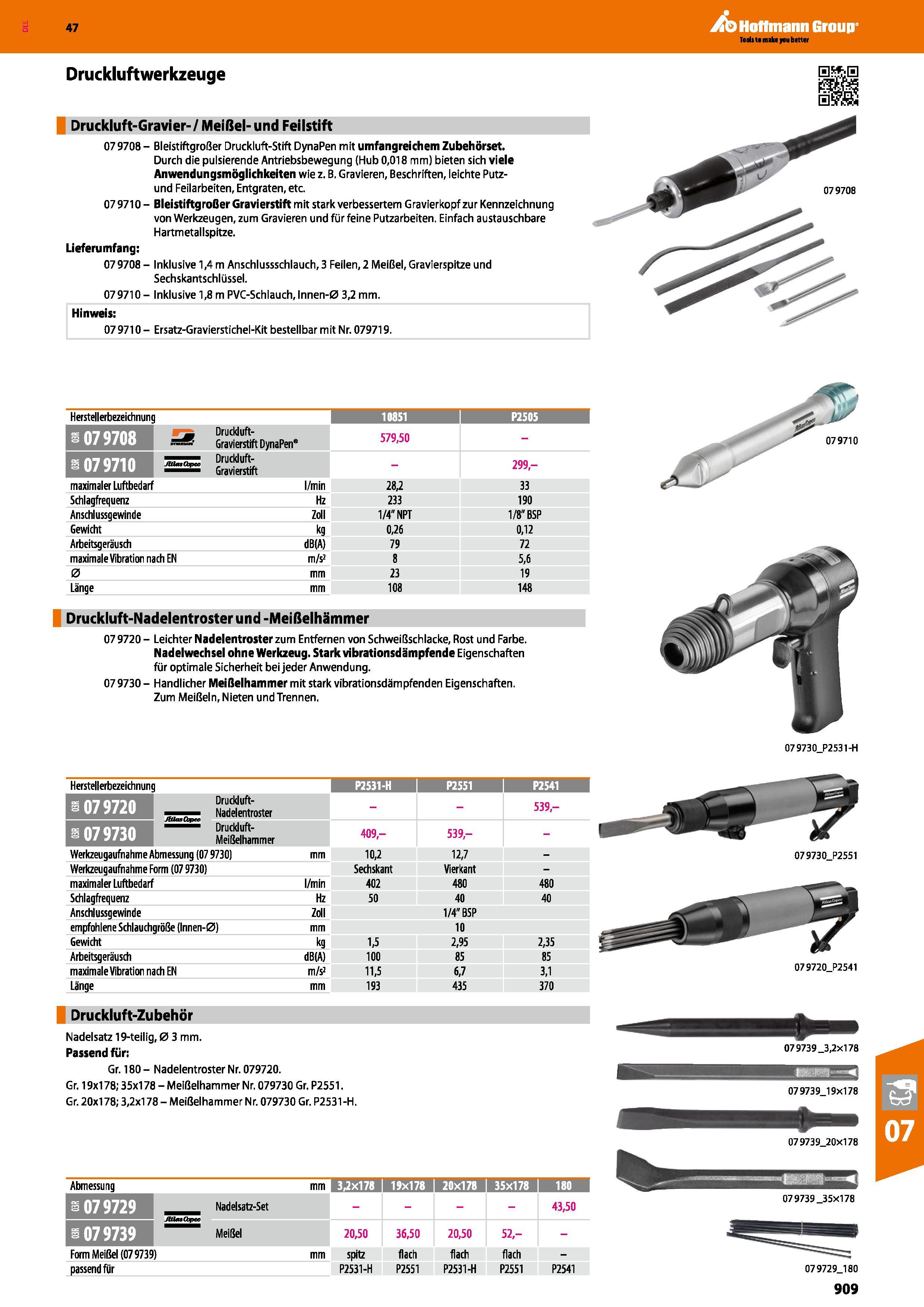 909 Herstellerbezeichnung 10851 P2505 i nsS- Druckluft- Gravierstift DynaPen 579,50 - h 079710 Druckluft- Gravierstift - 299,- maximaler Luftbedarf l Каталог HOFFMANN GROUP 2016 Ручной слесарно-монтажный и контрольно-измерительный инструмент и приборы для предприятий машиностроения и мастерских сервисного обслуживания 47 версия издания Стр. 909 DEU