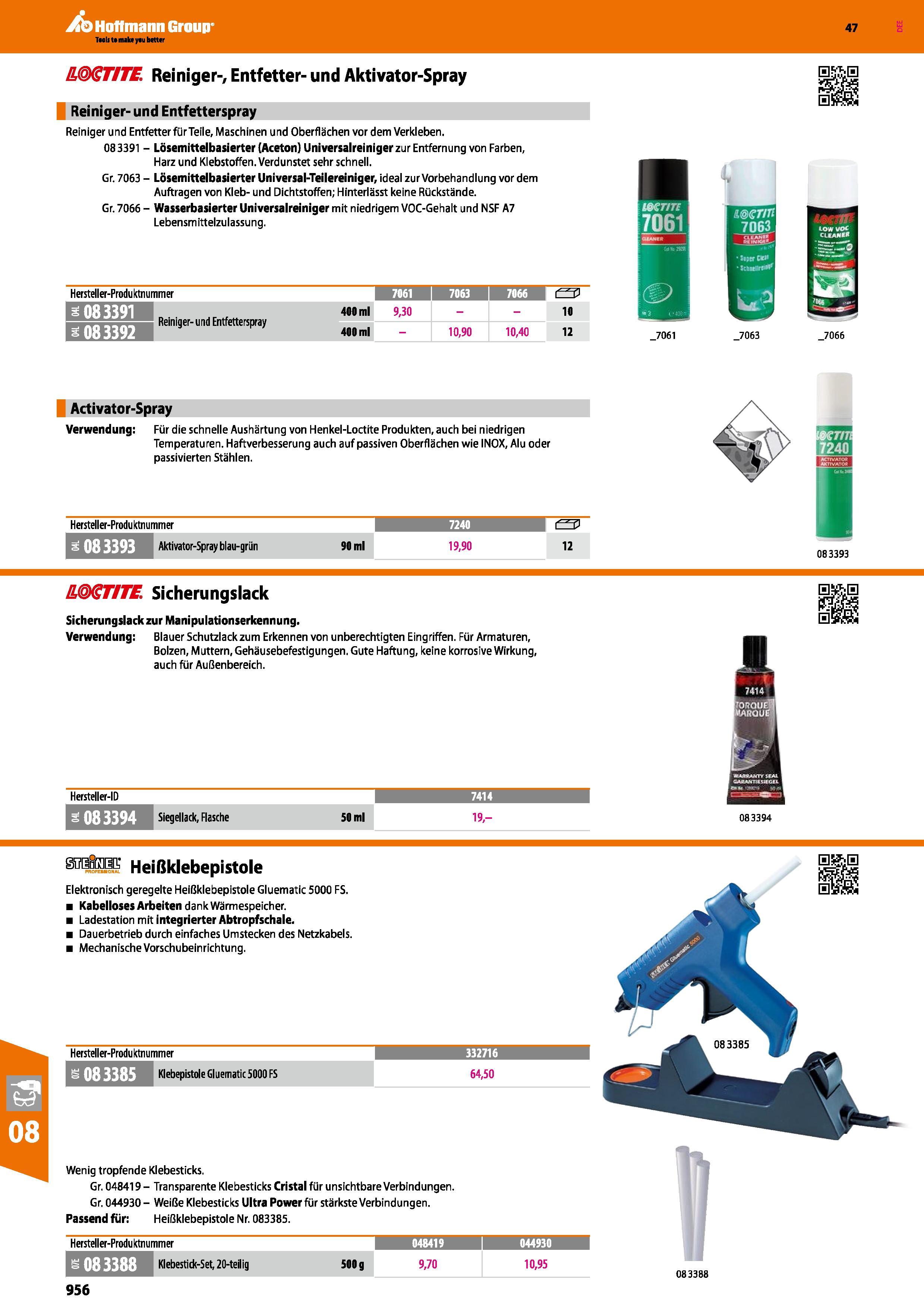 956 & (ST/T Reiniger-, Entfetter- und Aktivator-Spray Reiniger- und Entfetterspray Reiniger und Entfetter fürTeile, Maschinen und Oberflächen vor dem Каталог HOFFMANN GROUP 2016 Ручной слесарно-монтажный и контрольно-измерительный инструмент и приборы для предприятий машиностроения и мастерских сервисного обслуживания 47 версия издания Стр. 956 DEU