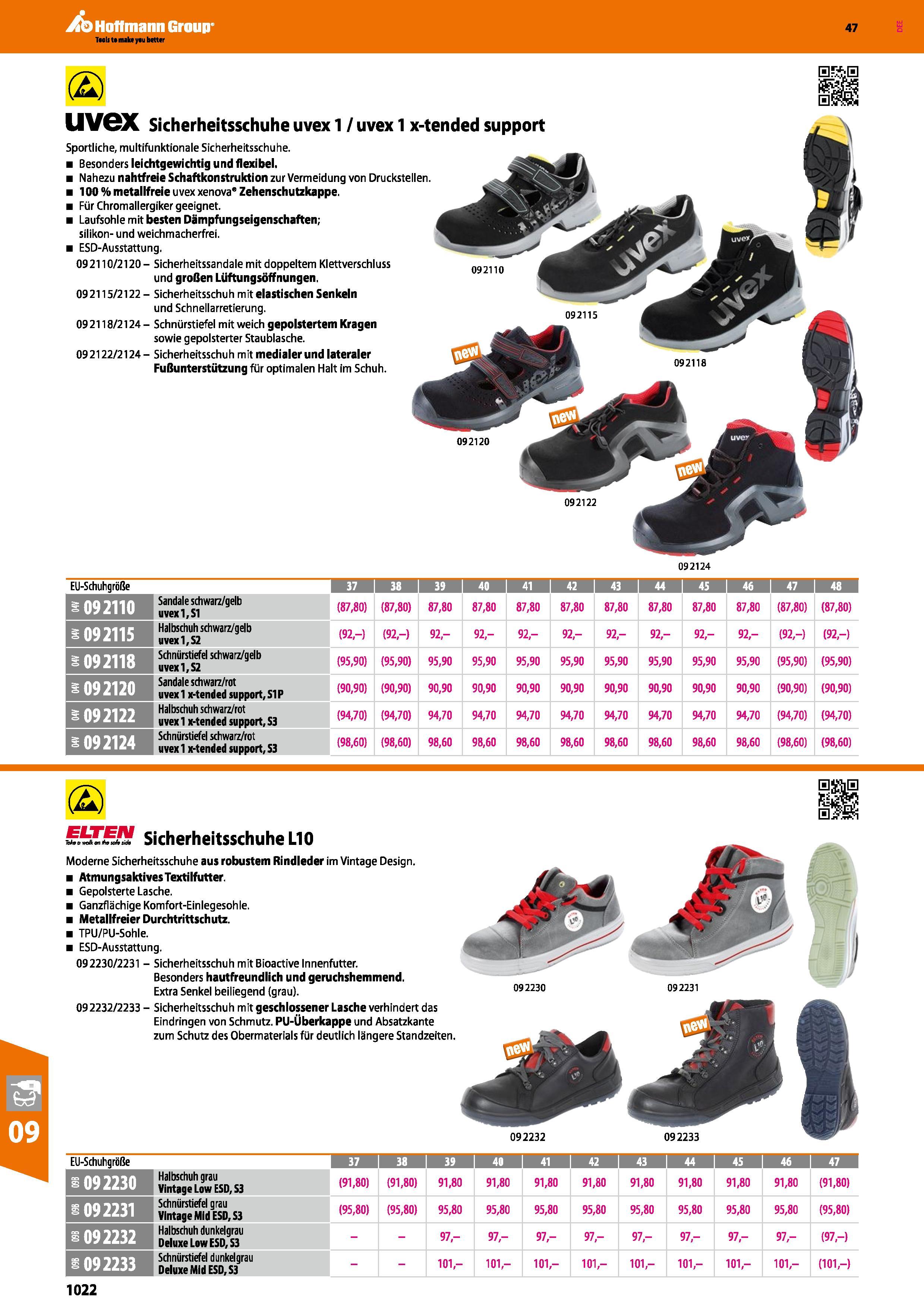 1022 (2) uvex Sicherheitsschuhe uvex 1 / uvex 1 x-tended support Sportliche, multifunktionale Sicherheitsschuhe Besonders leichtgewichtig und flexibel Каталог HOFFMANN GROUP 2016 Ручной слесарно-монтажный и контрольно-измерительный инструмент и приборы для предприятий машиностроения и мастерских сервисного обслуживания 47 версия издания Стр. 1022 DEU