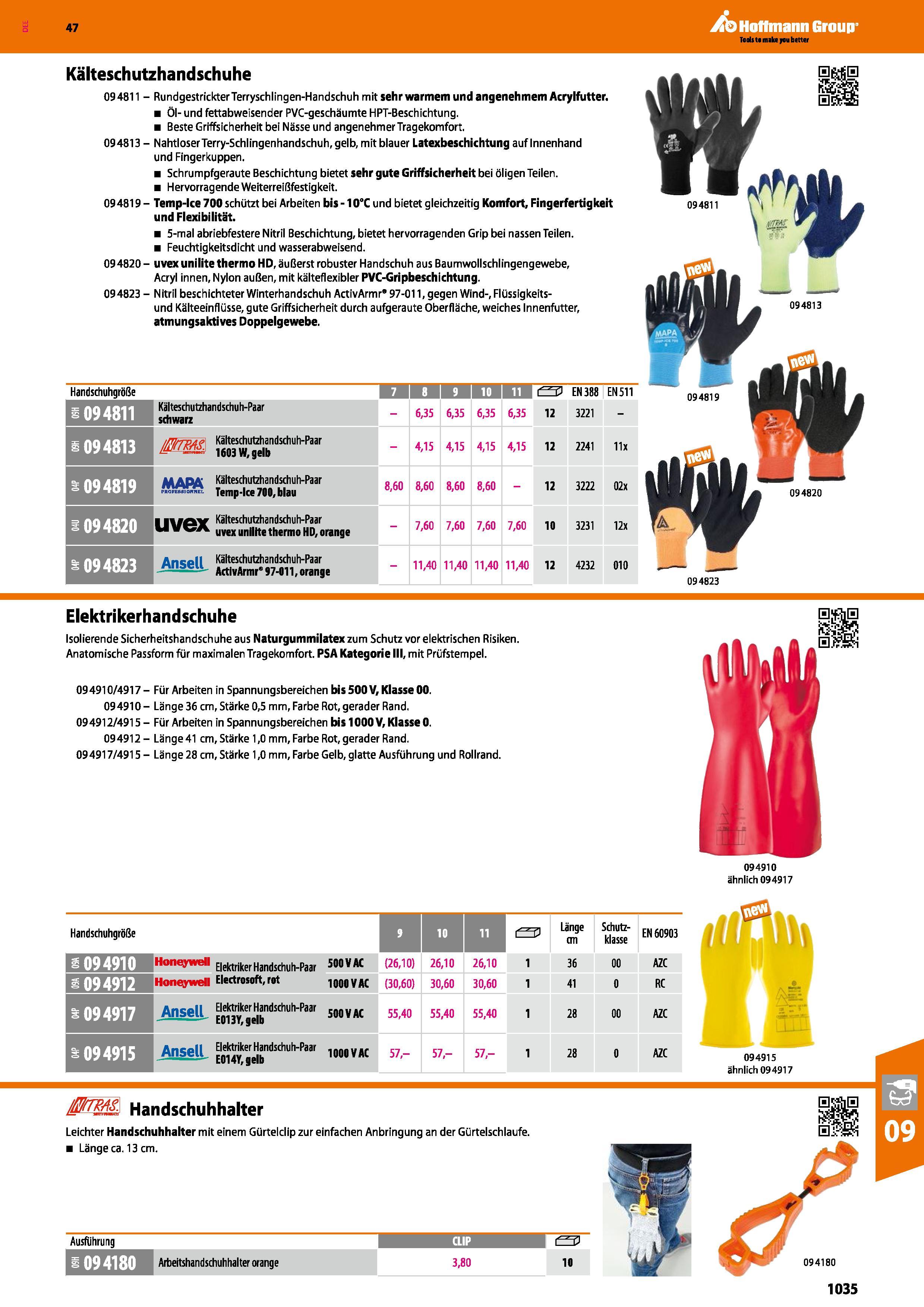 1035 Kälteschutzhandschuhe 094811 - Rundgestrickter Terryschlingen-Handschuh mit sehr warmem und angenehmem Acrylfutter Öl- und fettabweisender PVC-ge Каталог HOFFMANN GROUP 2016 Ручной слесарно-монтажный и контрольно-измерительный инструмент и приборы для предприятий машиностроения и мастерских сервисного обслуживания 47 версия издания Стр. 1035 DEU
