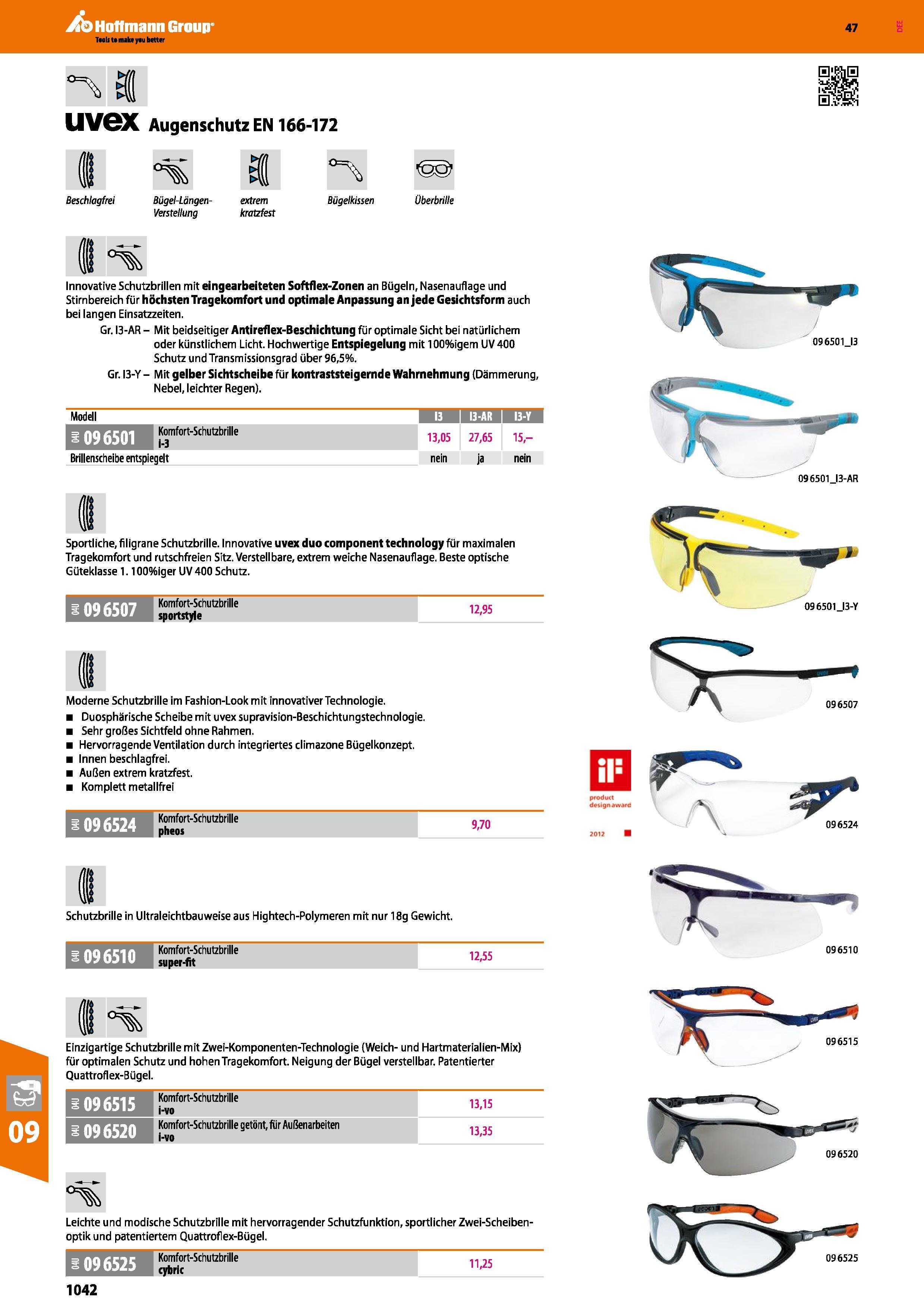 1042 Hoffmann Group UVGX Augenschutz EN 166-172 47 Beschlagfrei Bügel-Längen- extrem Verstellung kratzfest Bügelkissen Überbrille 1 °% Innovative Schu Каталог HOFFMANN GROUP 2016 Ручной слесарно-монтажный и контрольно-измерительный инструмент и приборы для предприятий машиностроения и мастерских сервисного обслуживания 47 версия издания Стр. 1042 DEU