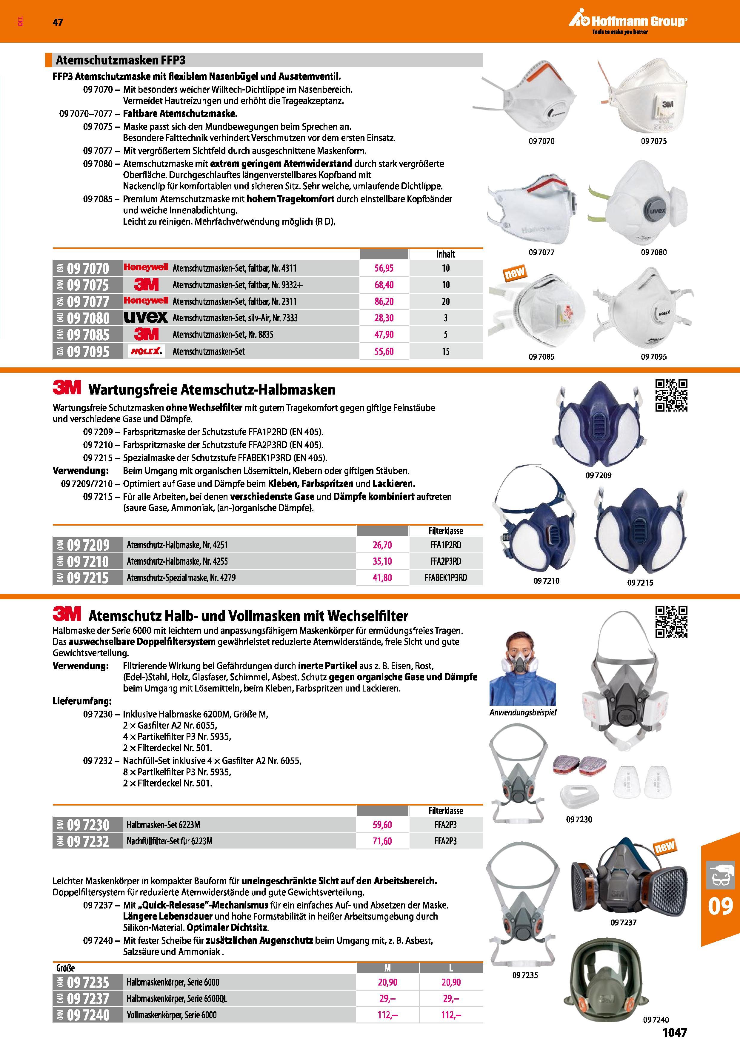 1047 Atemschutzmasken FFP3 FFP3 Atemschutzmaske mit flexiblem Nasenbügel und Ausatemventil 09 7070 - Mit besonders weicher Willtech-Dichtlippe im Nase Каталог HOFFMANN GROUP 2016 Ручной слесарно-монтажный и контрольно-измерительный инструмент и приборы для предприятий машиностроения и мастерских сервисного обслуживания 47 версия издания Стр. 1047 DEU