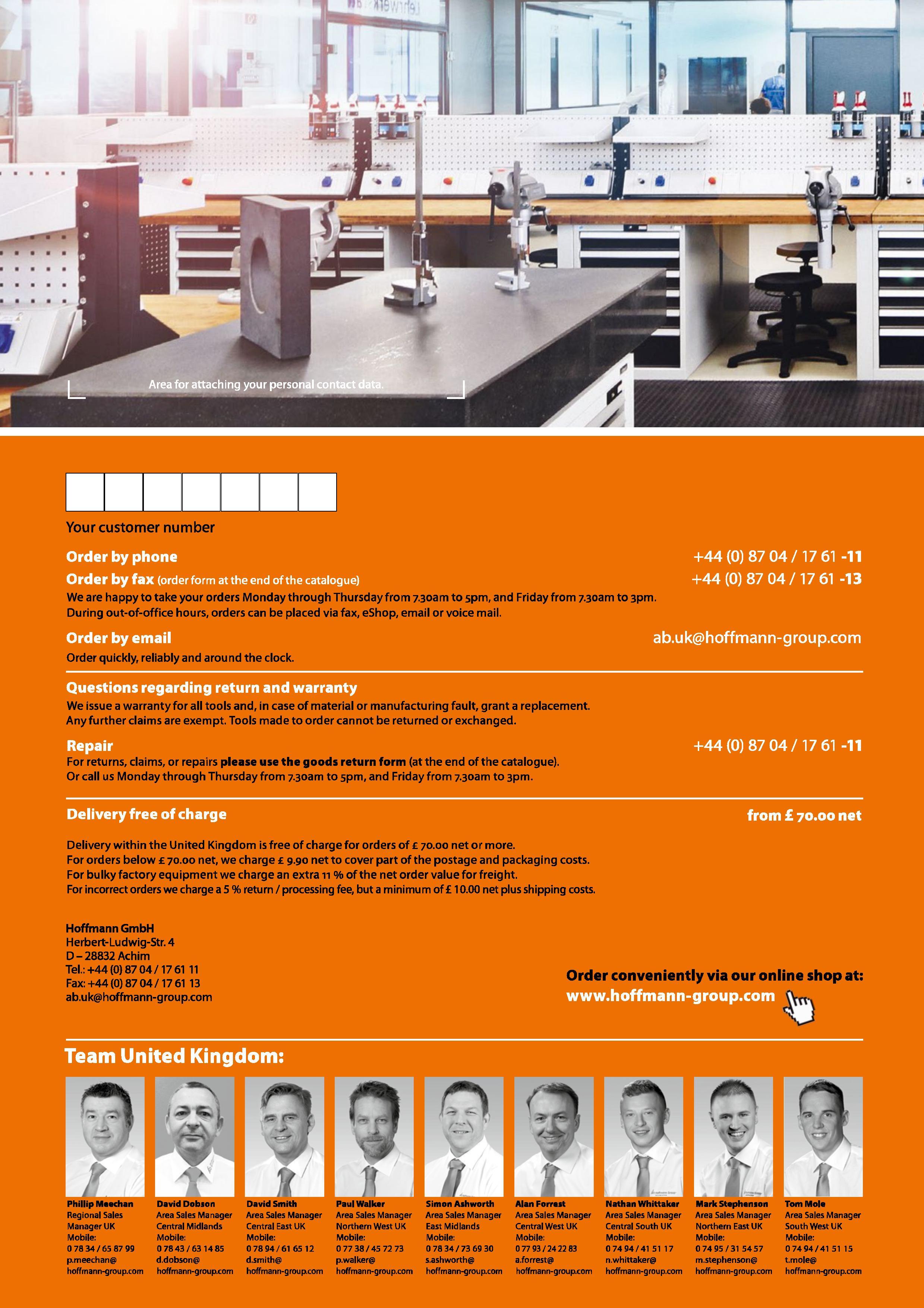 2 Order by phone Order by fax (order form at the end of the catalogue) We are happy to take your orders Monday through Thursday from 7 30am to spm, Каталог HOFFMANN GROUP 2016 Производственная мебель для работы хранения и транспортировки в условиях промышленных предприятий и сервисных мастерских Вер. 47 ENG Стр. 