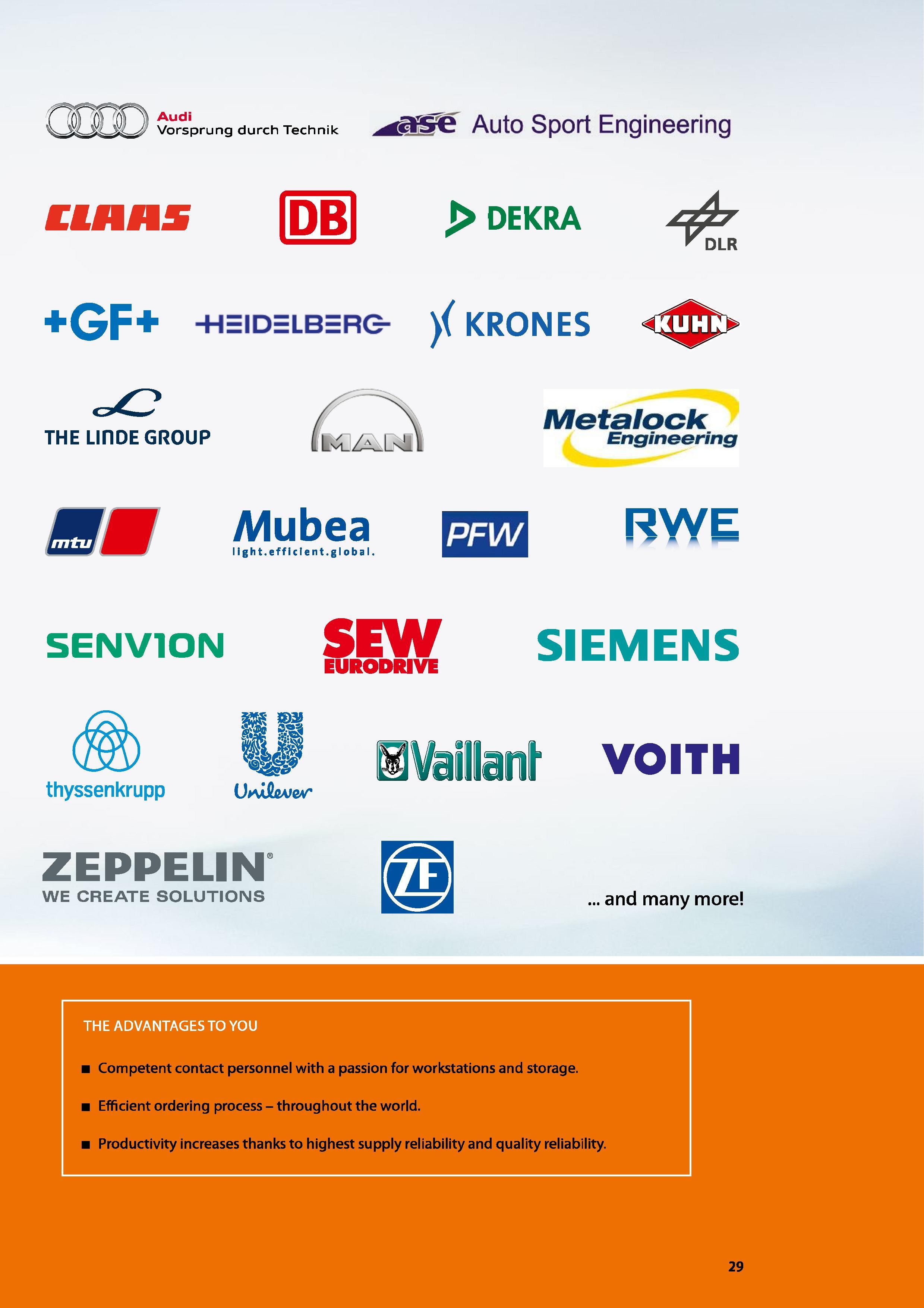 29 Vorsprung durch Technik af5 Auto Sport Engineering ClAflS DB > DEKRA DLR +GF+ -HEIDELBERG- )( KRONES THE LinOE GROUP Metalock Engineering Mubea l Каталог HOFFMANN GROUP 2016 Производственная мебель для работы хранения и транспортировки в условиях промышленных предприятий и сервисных мастерских Вер. 47 ENG Стр. 29