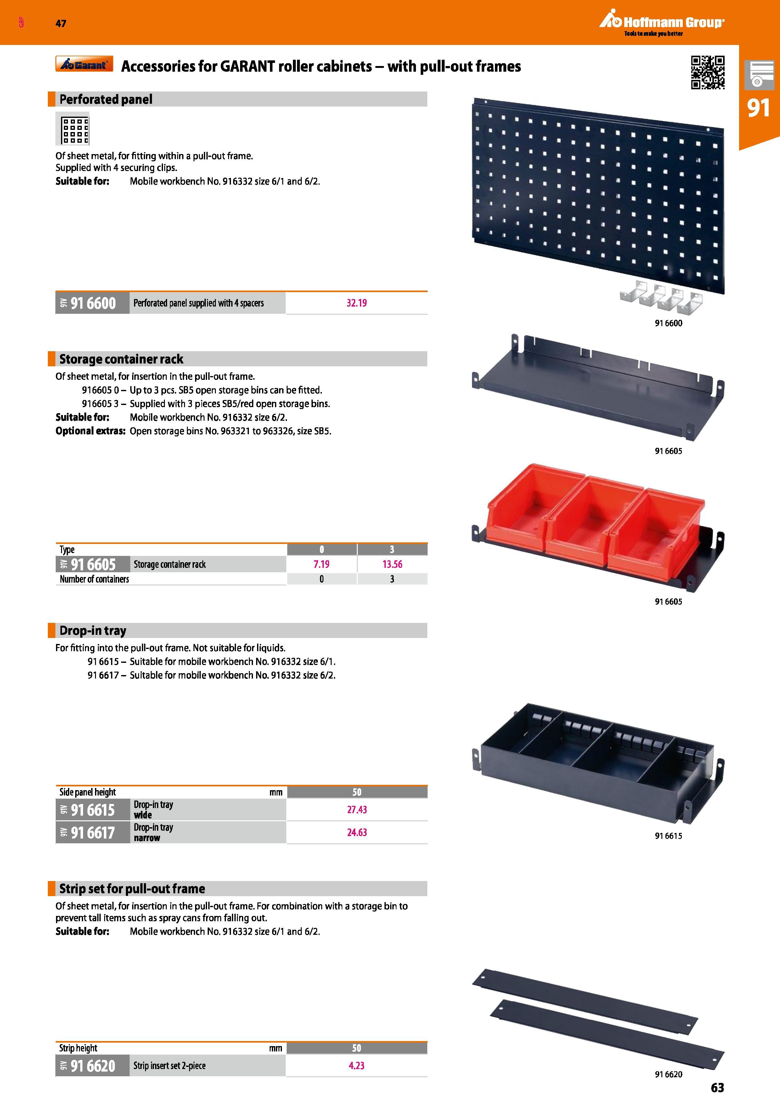 63 Hoffmann Group 47 Tads t main you better 4asa m Accessories for GARANT roller cabinets - with pull-out frames Perforated panel c D C DDE Of sheet Каталог HOFFMANN GROUP 2016 Производственная мебель для работы хранения и транспортировки в условиях промышленных предприятий и сервисных мастерских Вер. 47 ENG Стр. 63