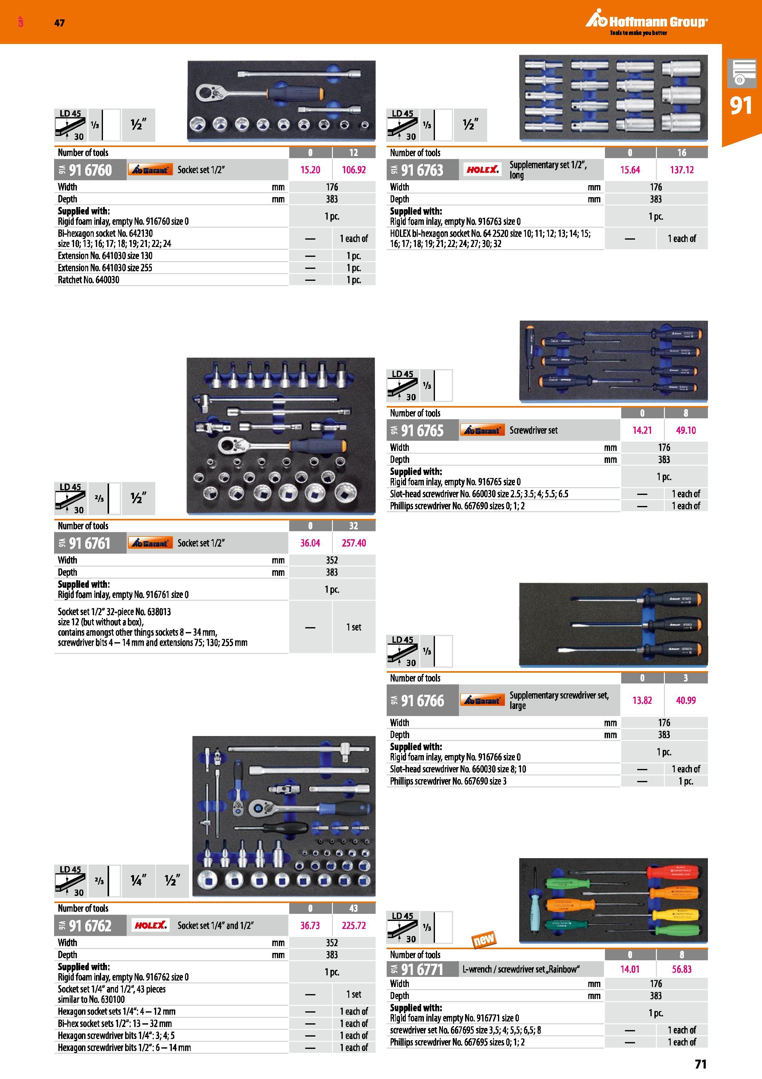 71 47 LD4S & Vs Hoffmann Group LD45 Vs Number of tools 12 Number of tools I 16 hA 11 I itTi j&Gaiant Socket set 1 /2 15 20 106 92 nQley Supplementar Каталог HOFFMANN GROUP 2016 Производственная мебель для работы хранения и транспортировки в условиях промышленных предприятий и сервисных мастерских Вер. 47 ENG Стр. 71