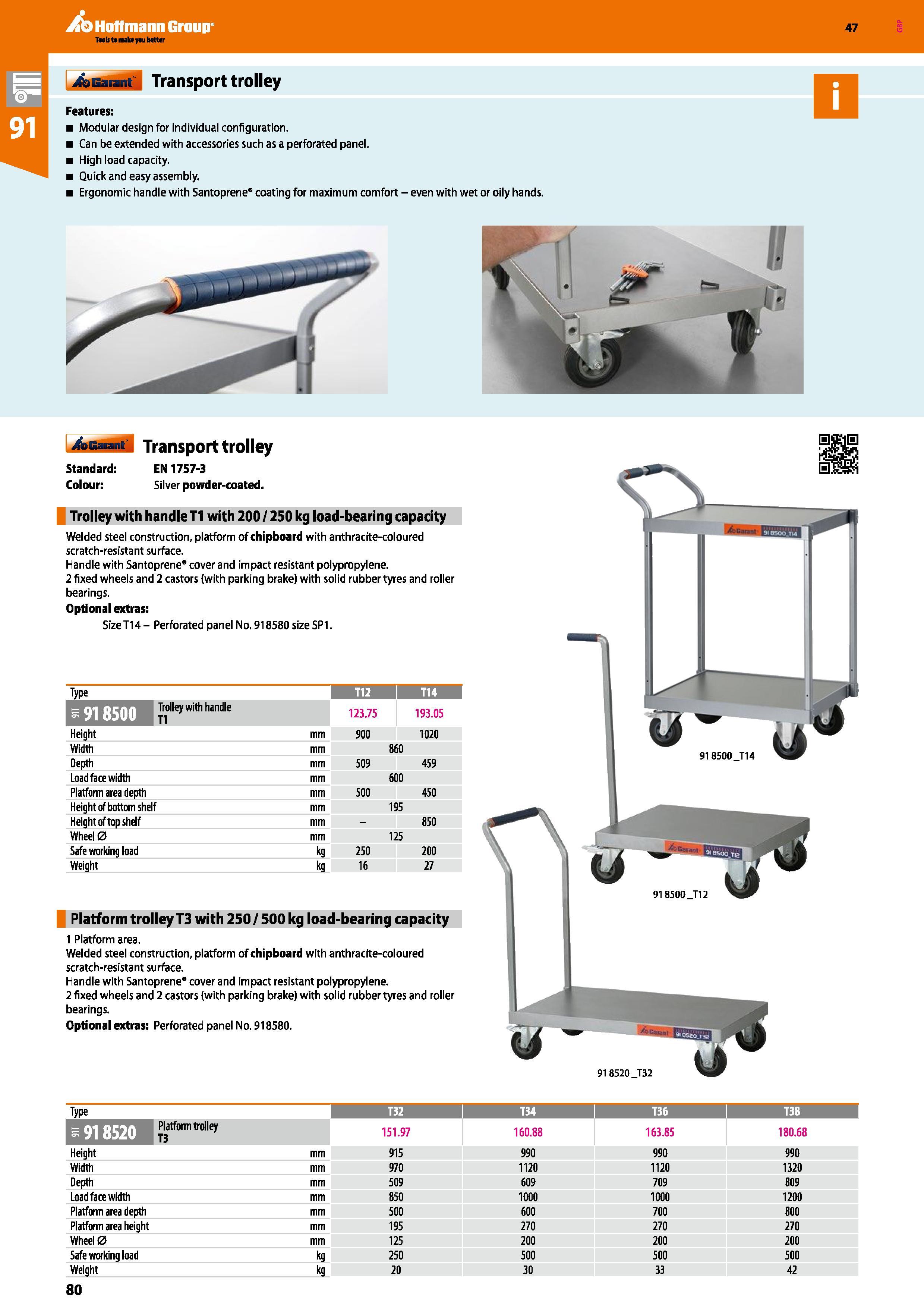 80 Hoffmann Group 47 i&liaflll Transport trolley Features: Modular design for individual configuration Can be extended with accessories such as a pe Каталог HOFFMANN GROUP 2016 Производственная мебель для работы хранения и транспортировки в условиях промышленных предприятий и сервисных мастерских Вер. 47 ENG Стр. 80