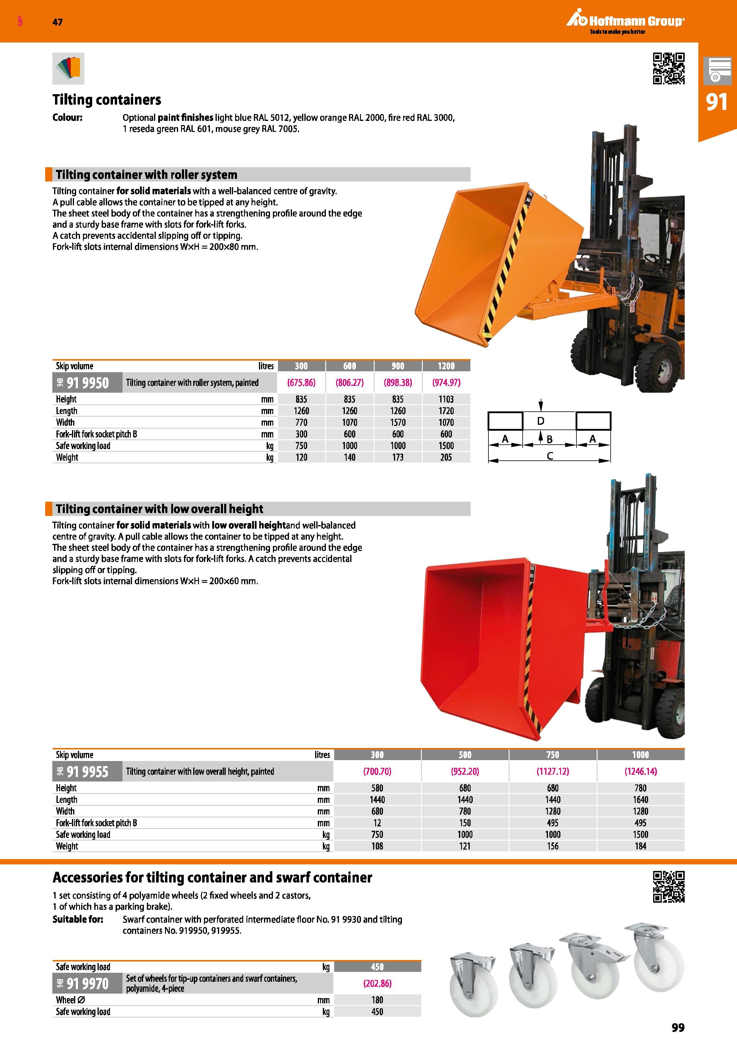 99 Hoffmann Group 47 Tads ta make jau better Tilting container with low overall height Tilting container for solid materials with low overall height Каталог HOFFMANN GROUP 2016 Производственная мебель для работы хранения и транспортировки в условиях промышленных предприятий и сервисных мастерских Вер. 47 ENG Стр. 99