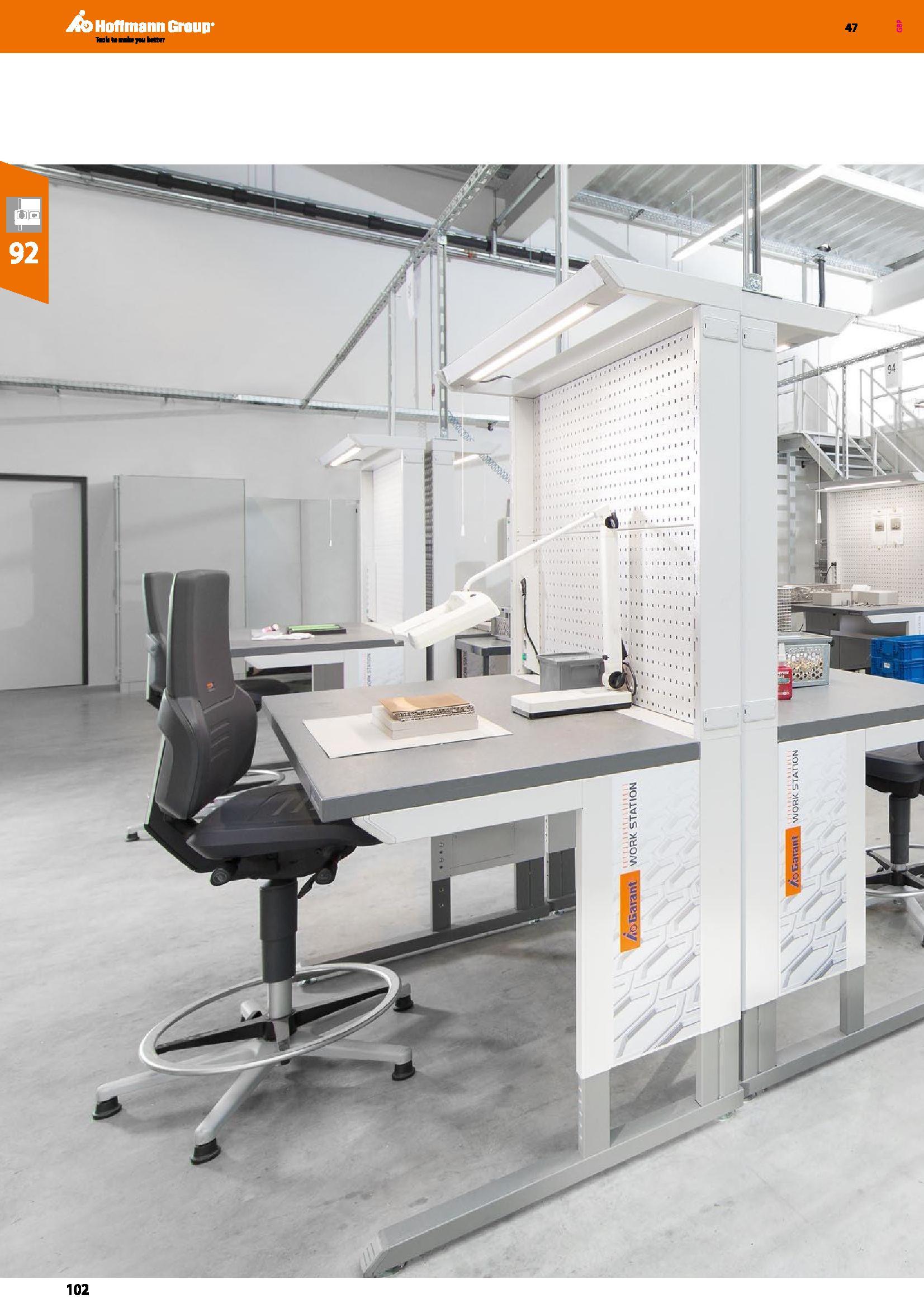 102 Hoffmann Group laoliCtnktraubntfr 47 102 Каталог HOFFMANN GROUP 2016 Производственная мебель для работы хранения и транспортировки в условиях промышленных предприятий и сервисных мастерских Вер. 47 ENG Стр. 102