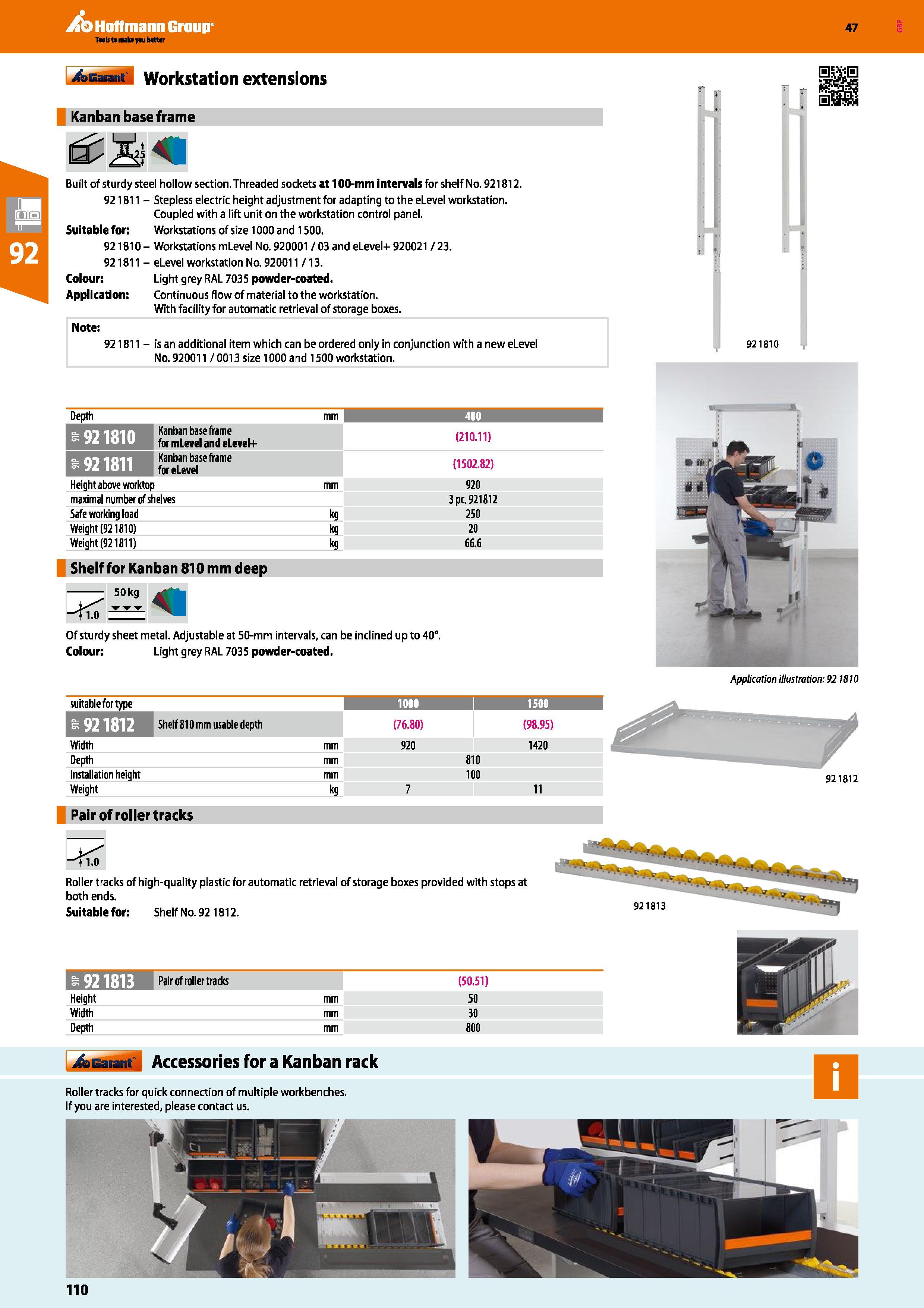 110 Hoffmann Group 47 4asa iA Workstation extensions Kanban base frame Built of sturdy steel hollow section Threaded sockets at 100-mm intervals for Каталог HOFFMANN GROUP 2016 Производственная мебель для работы хранения и транспортировки в условиях промышленных предприятий и сервисных мастерских Вер. 47 ENG Стр. 110